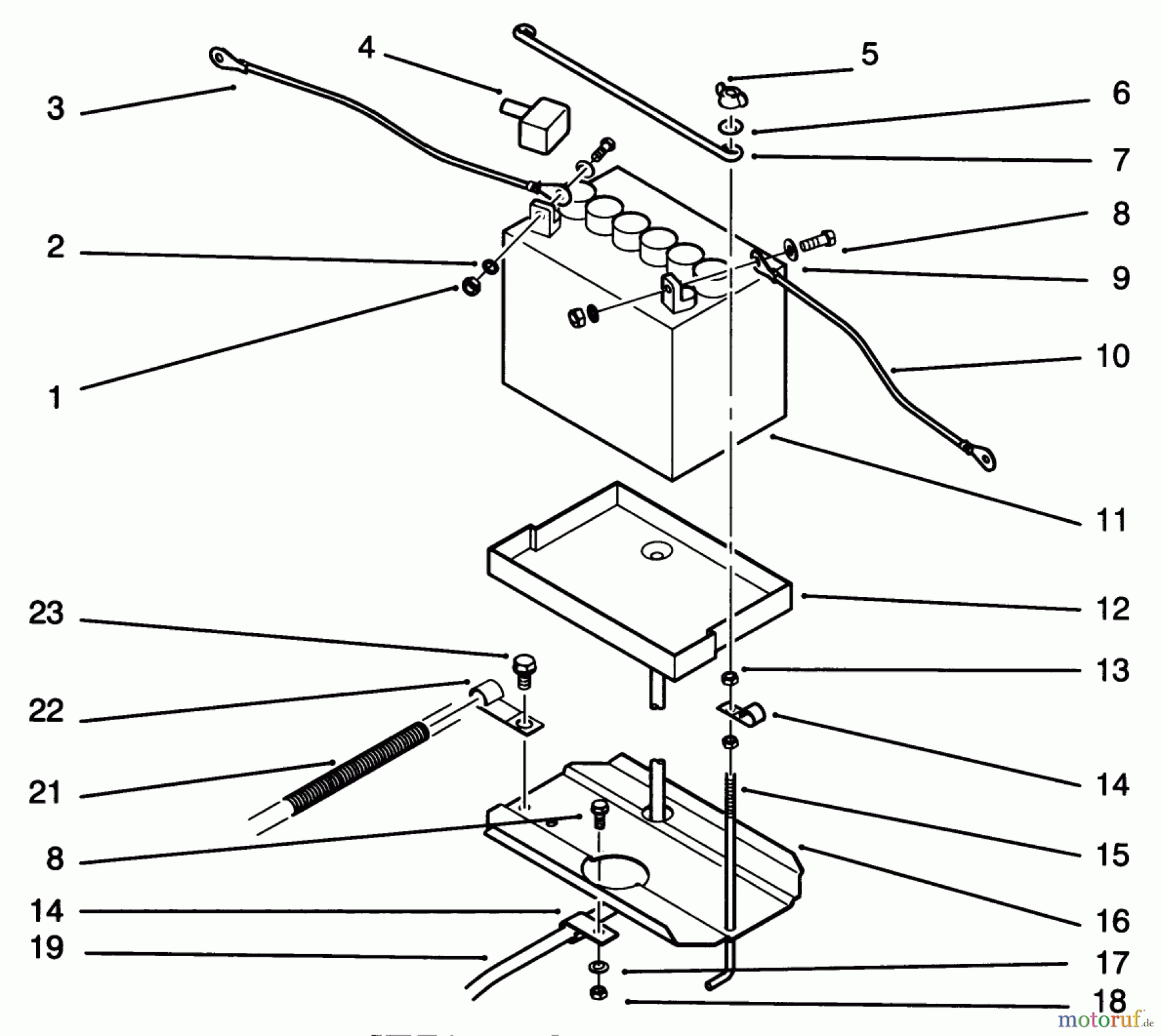 Toro Neu Mowers, Lawn & Garden Tractor Seite 1 72101 (246-H) - Toro 246-H Yard Tractor, 1993 (3900001-3999999) BATTERY MOUNT ASSEMBLY
