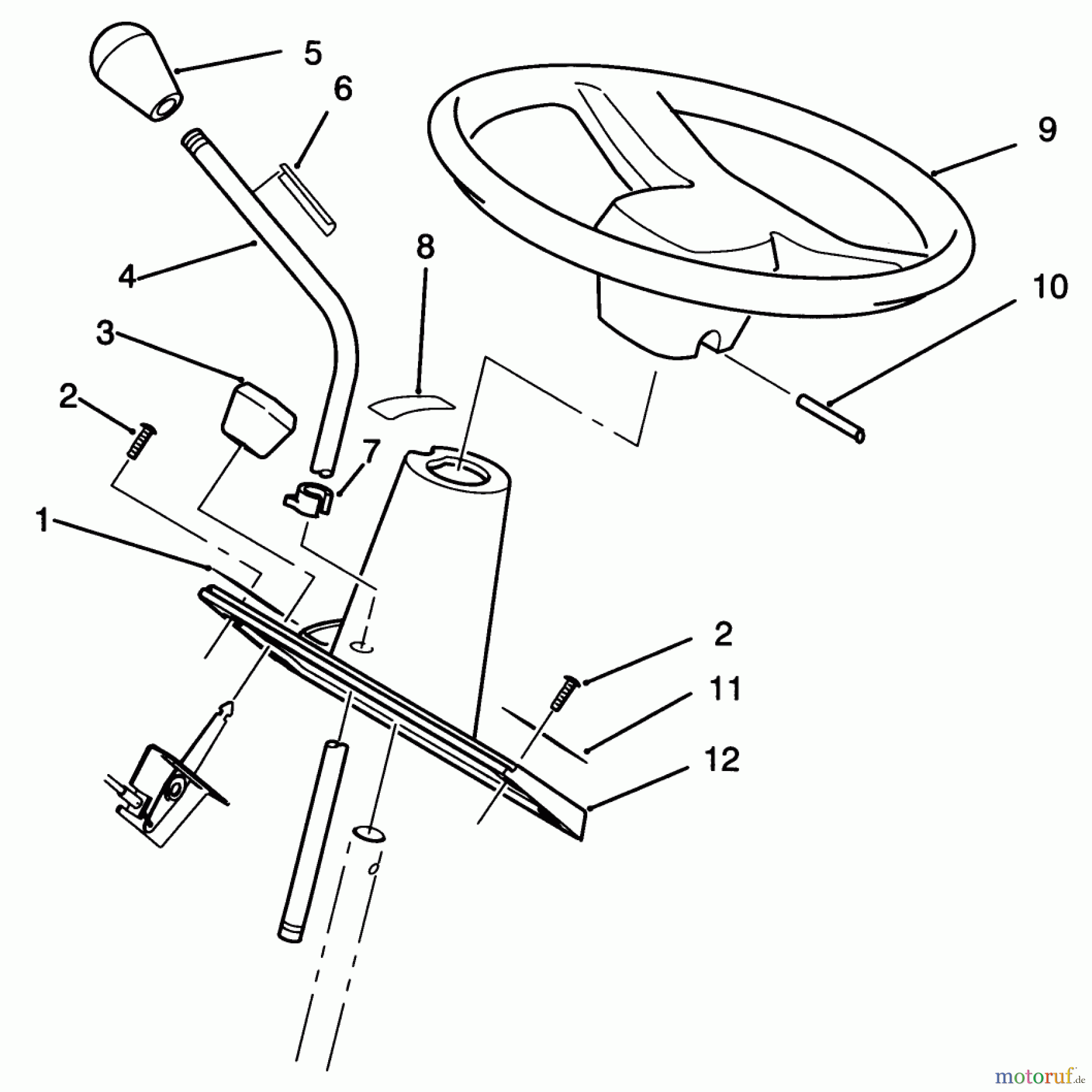  Toro Neu Mowers, Lawn & Garden Tractor Seite 1 72101 (246-H) - Toro 246-H Yard Tractor, 1993 (3900001-3999999) STEERING WHEEL AND CONSOLE ASSEMBLY