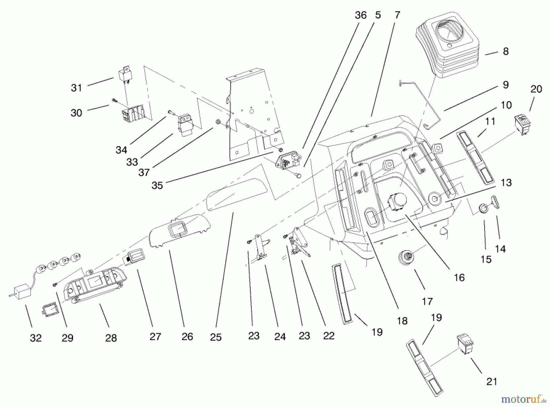  Toro Neu Mowers, Lawn & Garden Tractor Seite 1 72106 (270-H) - Toro 270-H Lawn and Garden Tractor, 1999 (9900001-9999999) DASH ASSEMBLY