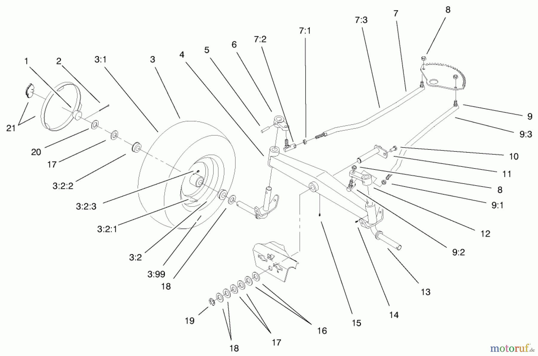  Toro Neu Mowers, Lawn & Garden Tractor Seite 1 72106 (270-H) - Toro 270-H Lawn and Garden Tractor, 1999 (9900001-9999999) FRONT AXLE ASSEMBLY