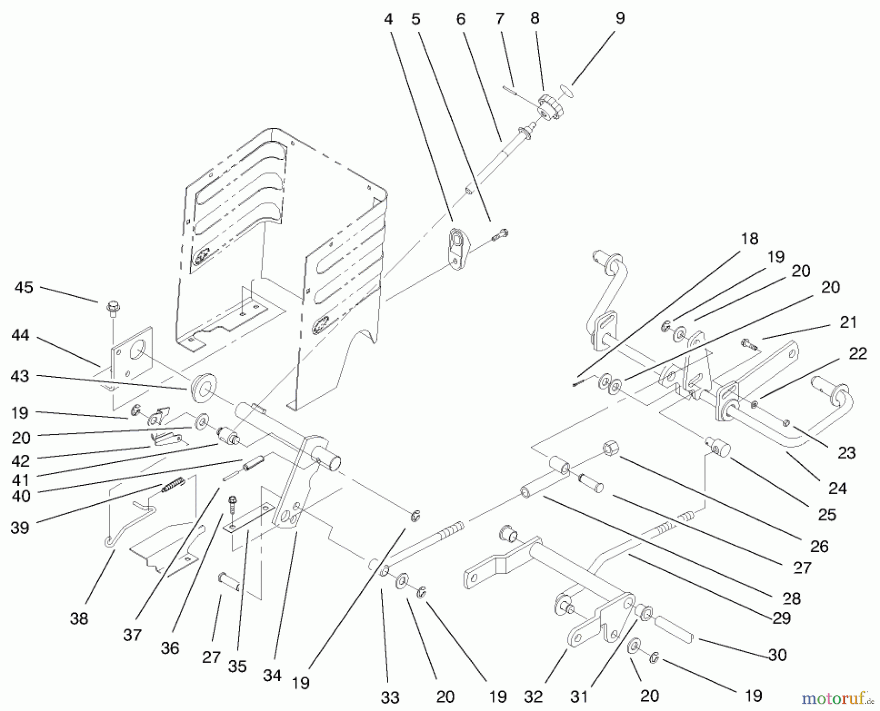  Toro Neu Mowers, Lawn & Garden Tractor Seite 1 72106 (270-H) - Toro 270-H Lawn and Garden Tractor, 1999 (9900001-9999999) LIFT LEVER & H.O.C. ASSEMBLY