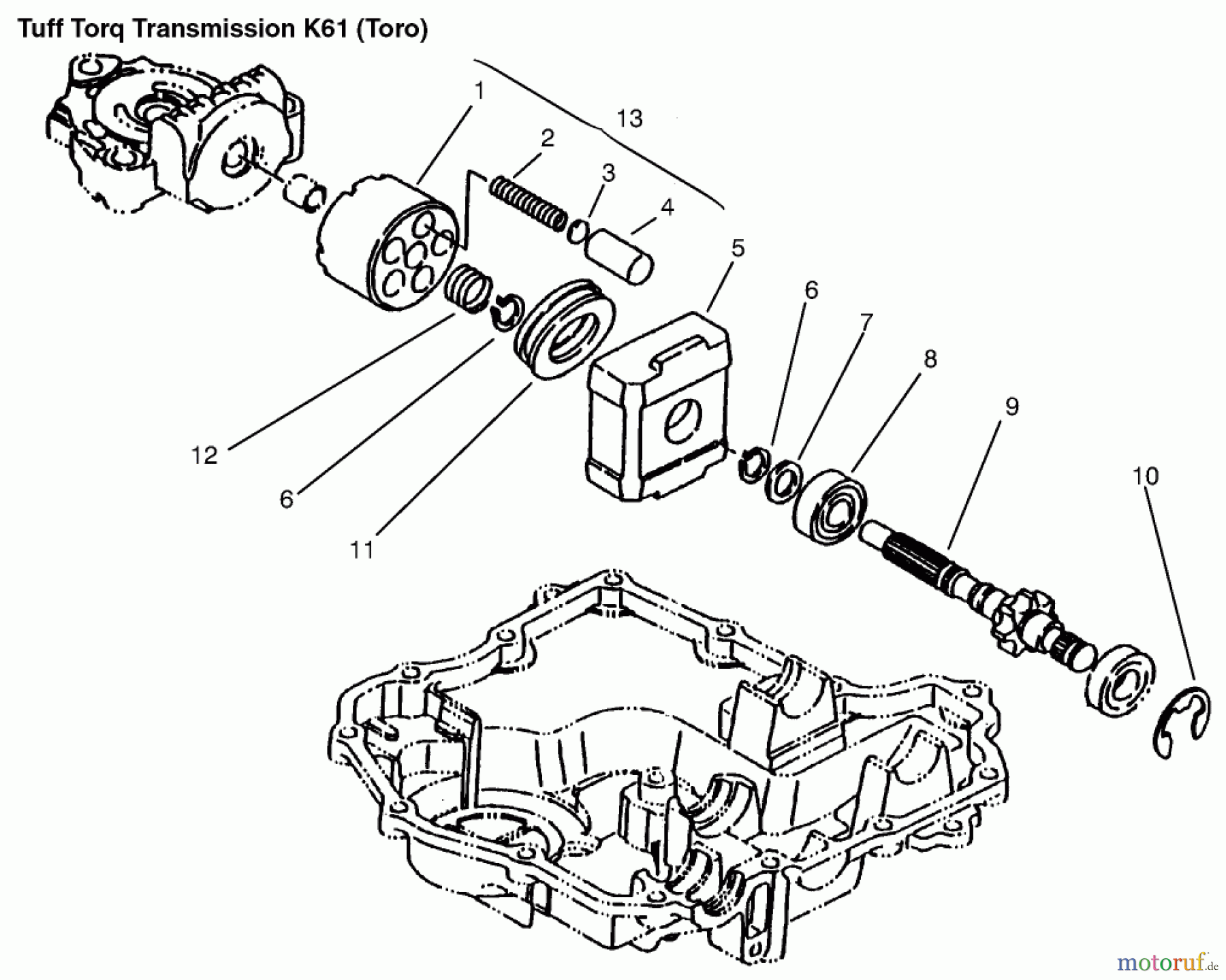 Toro Neu Mowers, Lawn & Garden Tractor Seite 1 72106 (270-H) - Toro 270-H Lawn and Garden Tractor, 1999 (9900001-9999999) MOTOR SHAFT