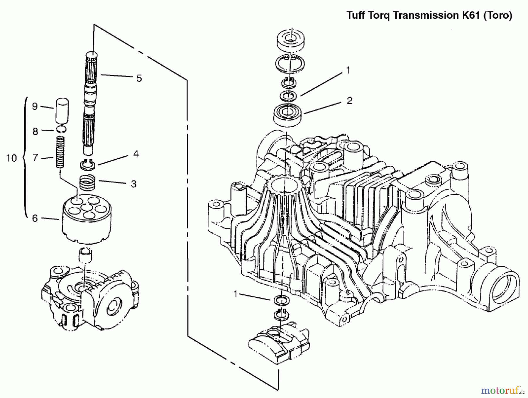  Toro Neu Mowers, Lawn & Garden Tractor Seite 1 72106 (270-H) - Toro 270-H Lawn and Garden Tractor, 1999 (9900001-9999999) PUMP SHAFT