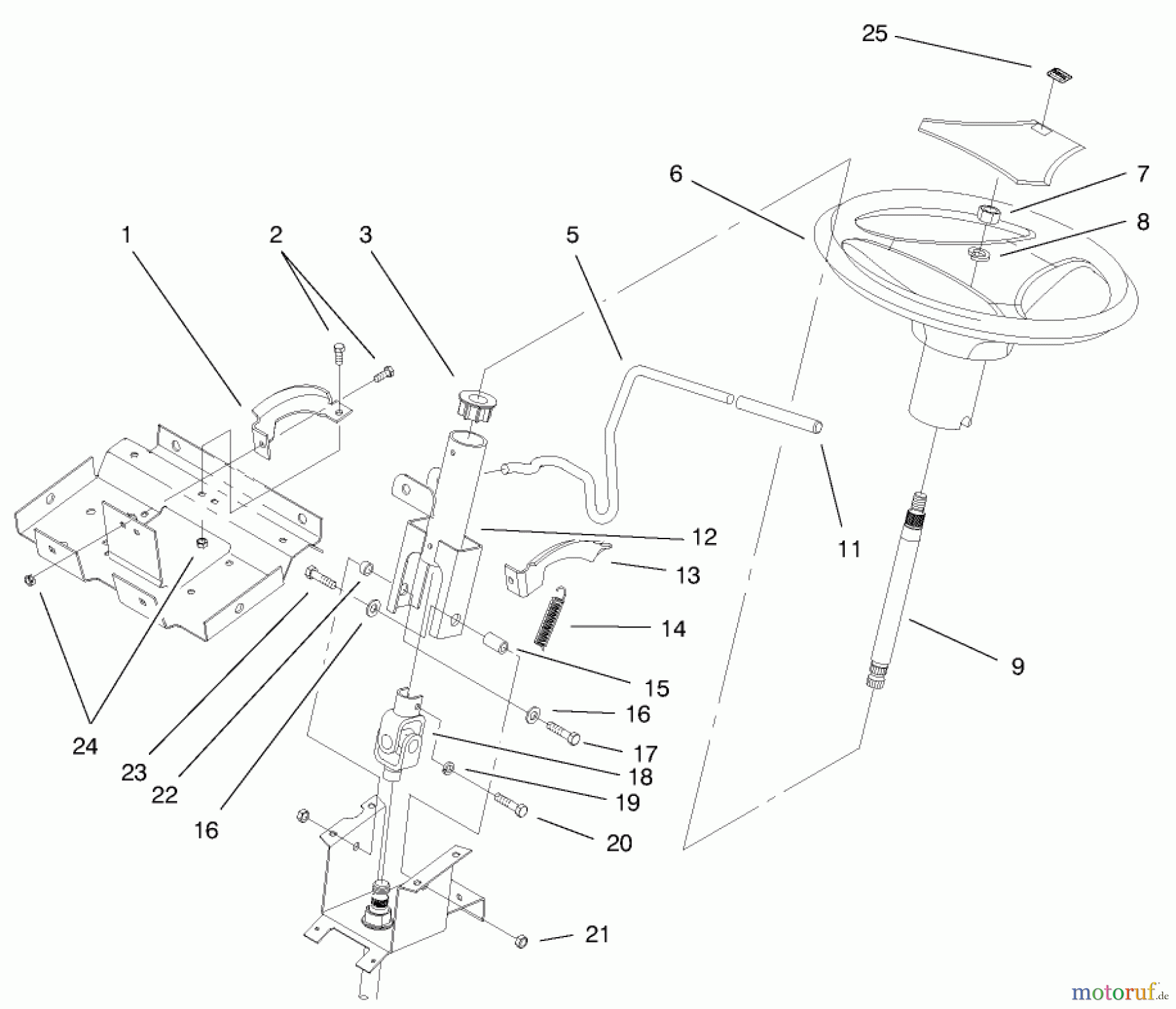 Toro Neu Mowers, Lawn & Garden Tractor Seite 1 72106 (270-H) - Toro 270-H Lawn and Garden Tractor, 1999 (9900001-9999999) STEERING WHEEL & TILE ASSEMBLY