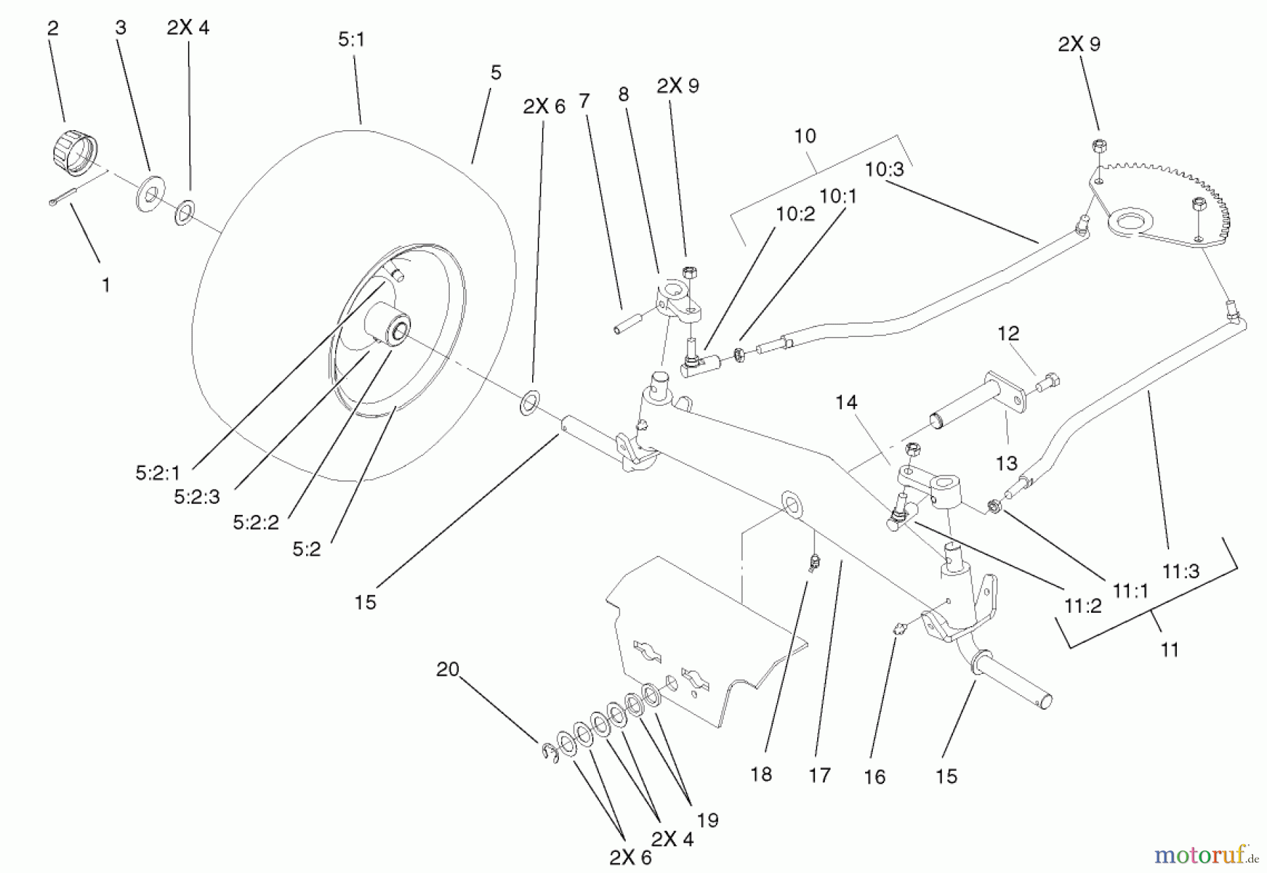 Toro Neu Mowers, Lawn & Garden Tractor Seite 1 72107 (268-HE) - Toro 268-HE Lawn and Garden Tractor, 2003 (230000001-230999999) FRONT AXLE ASSEMBLY