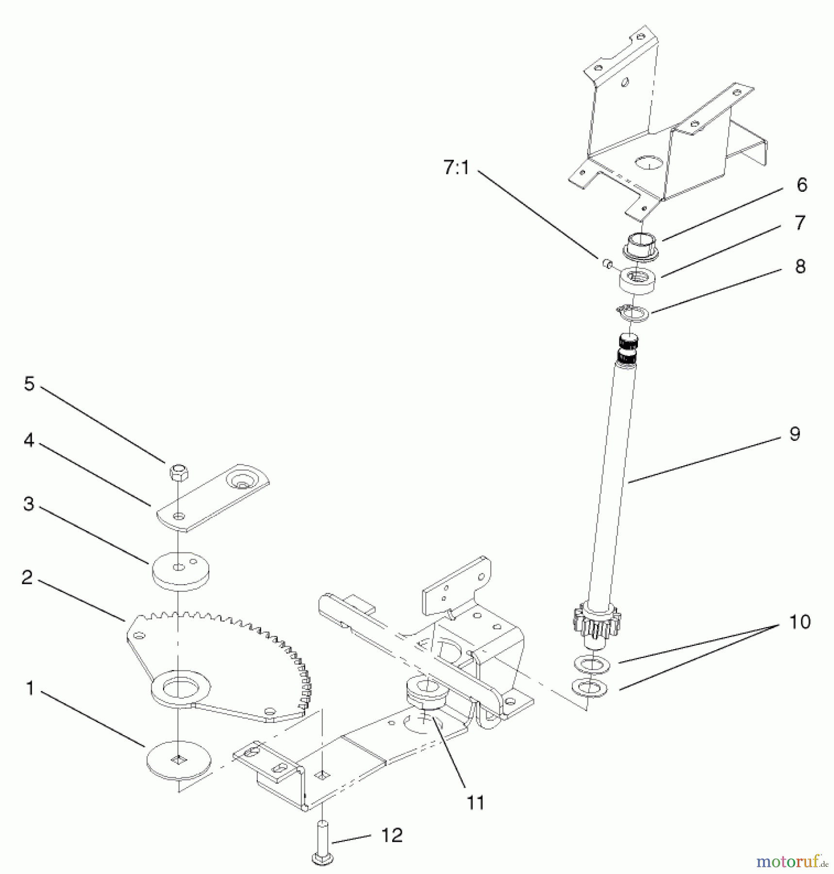 Toro Neu Mowers, Lawn & Garden Tractor Seite 1 72107 (268-HE) - Toro 268-HE Lawn and Garden Tractor, 2003 (230000001-230999999) LOWER STEERING ASSEMBLY