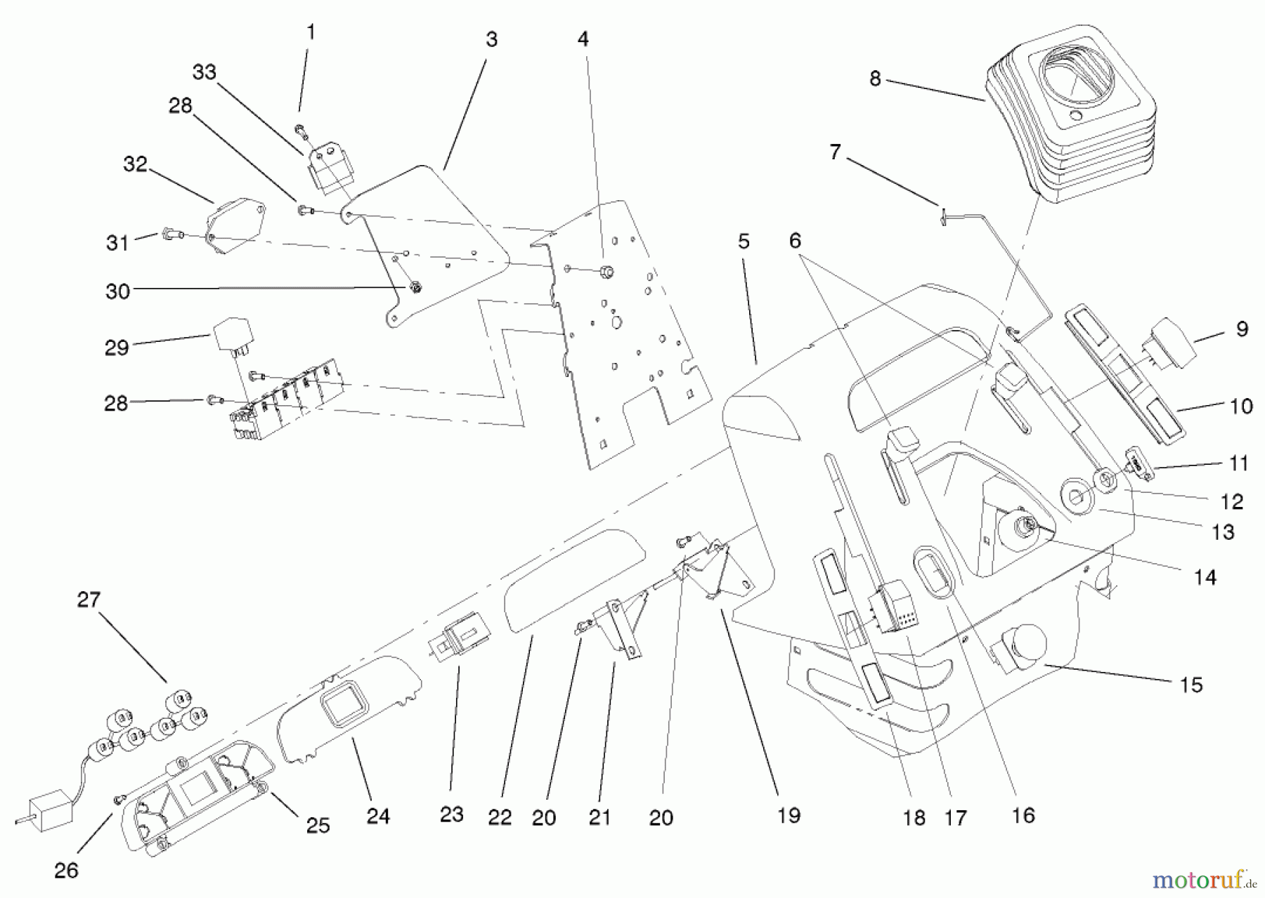 Toro Neu Mowers, Lawn & Garden Tractor Seite 1 72108 (270-H) - Toro 270-H Lawn and Garden Tractor, 2002 (220000001-220999999) DASH ASSEMBLY