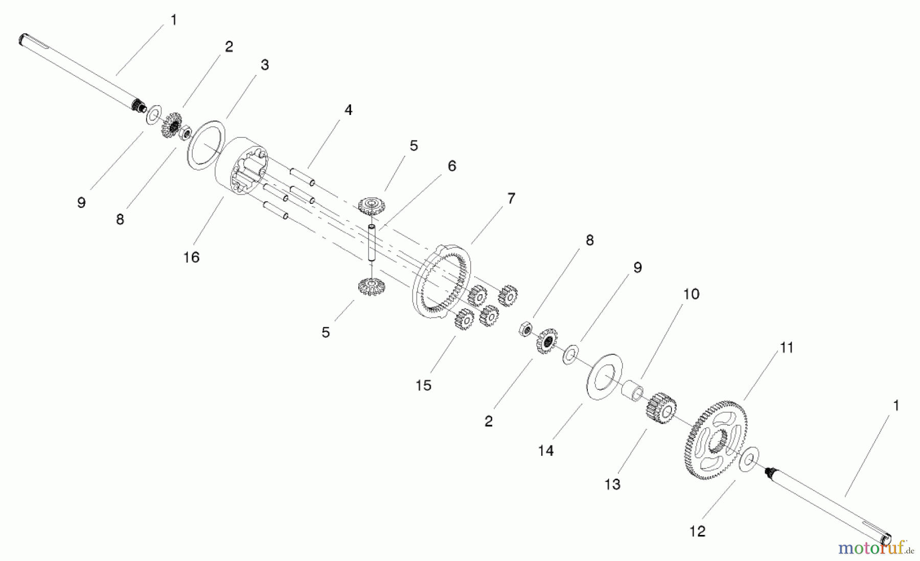 Toro Neu Mowers, Lawn & Garden Tractor Seite 1 72108 (270-H) - Toro 270-H Lawn and Garden Tractor, 2002 (220000001-220999999) DIFFERENTIAL GEAR ASSEMBLY