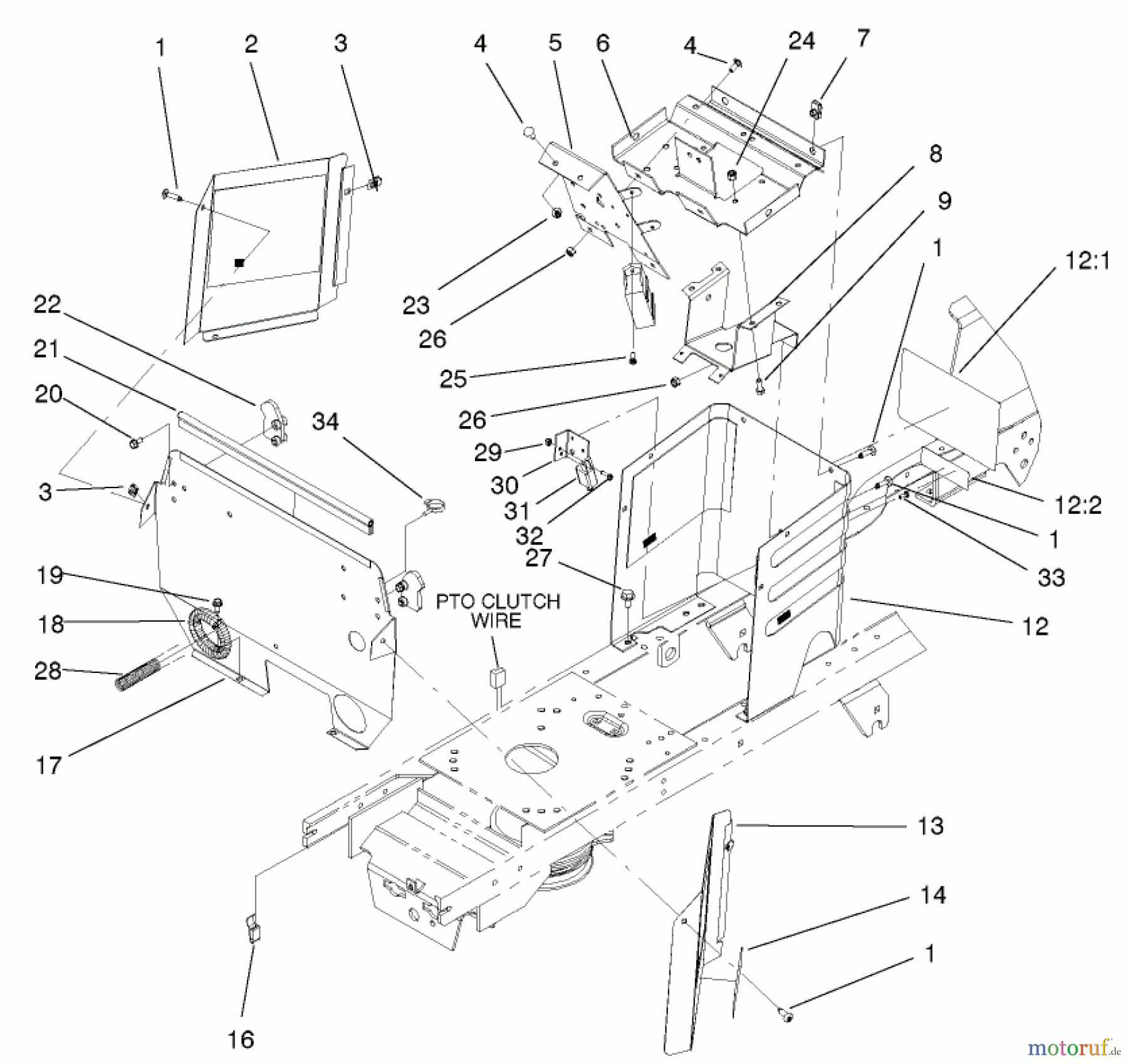 Toro Neu Mowers, Lawn & Garden Tractor Seite 1 72108 (270-H) - Toro 270-H Lawn and Garden Tractor, 2002 (220000001-220999999) HOODSTAND AND FIREWALL ASSEMBLY
