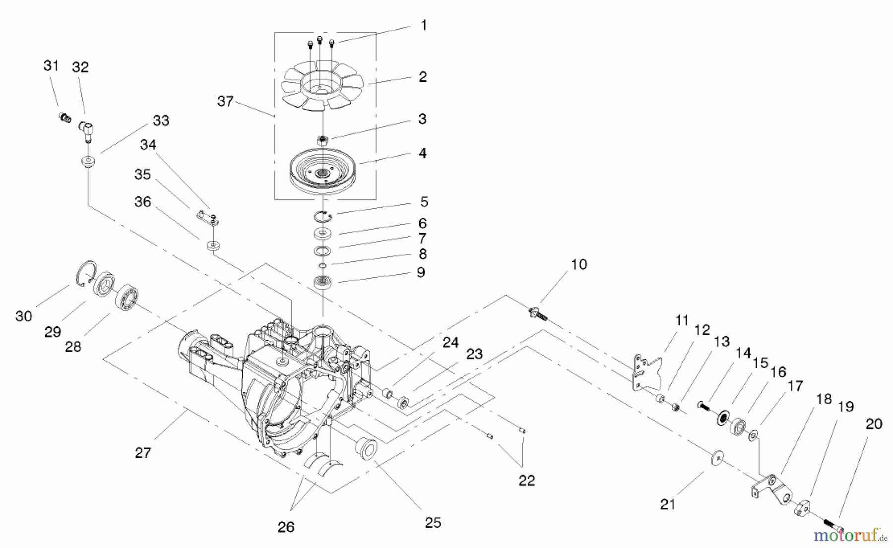 Toro Neu Mowers, Lawn & Garden Tractor Seite 1 72108 (270-H) - Toro 270-H Lawn and Garden Tractor, 2002 (220000001-220999999) HOUSING AND FAN ASSEMBLY