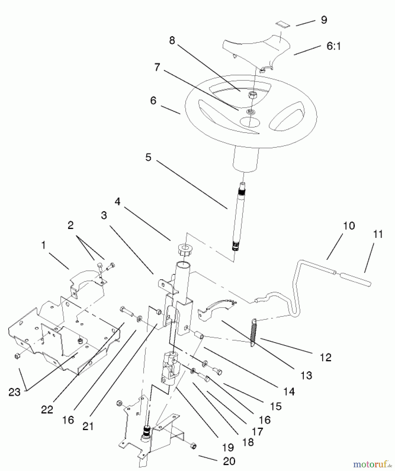 Toro Neu Mowers, Lawn & Garden Tractor Seite 1 72108 (270-H) - Toro 270-H Lawn and Garden Tractor, 2002 (220000001-220999999) STEERING WHEEL AND TILT ASSEMBLY