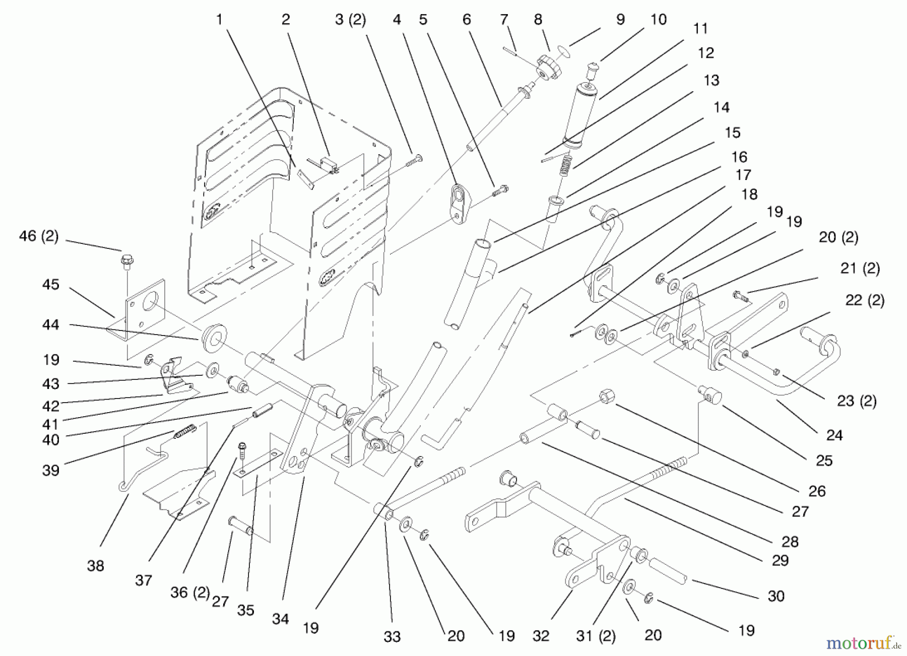 Toro Neu Mowers, Lawn & Garden Tractor Seite 1 72110 (270-H) - Toro 270-H Lawn and Garden Tractor, 1996 (6900001-6999999) LIFT LEVER AND HEIGHT OF CUT