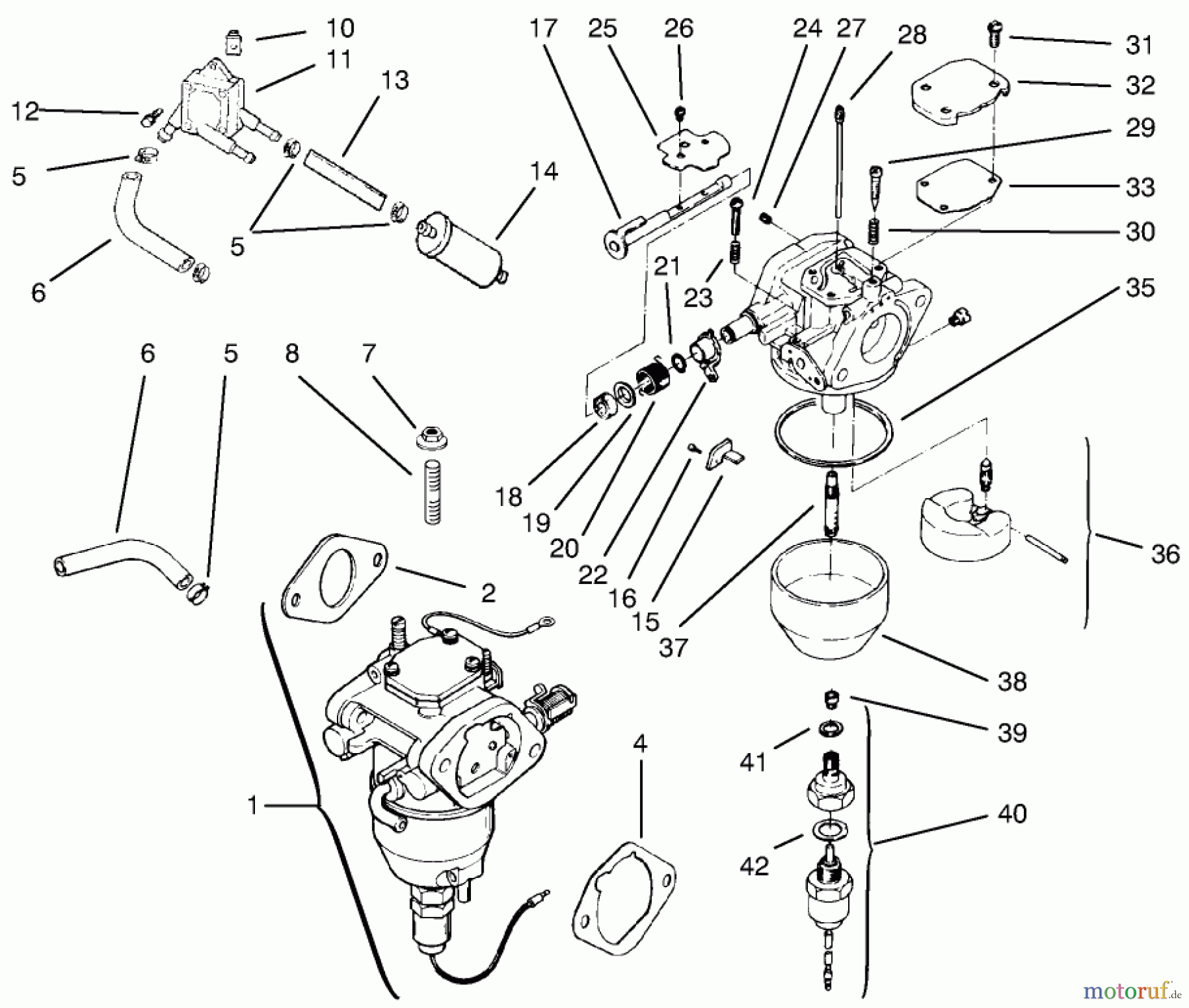 Toro Neu Mowers, Lawn & Garden Tractor Seite 1 72110 (270-H) - Toro 270-H Lawn and Garden Tractor, 1997 (7900001-7999999) FUEL SYSTEM #2