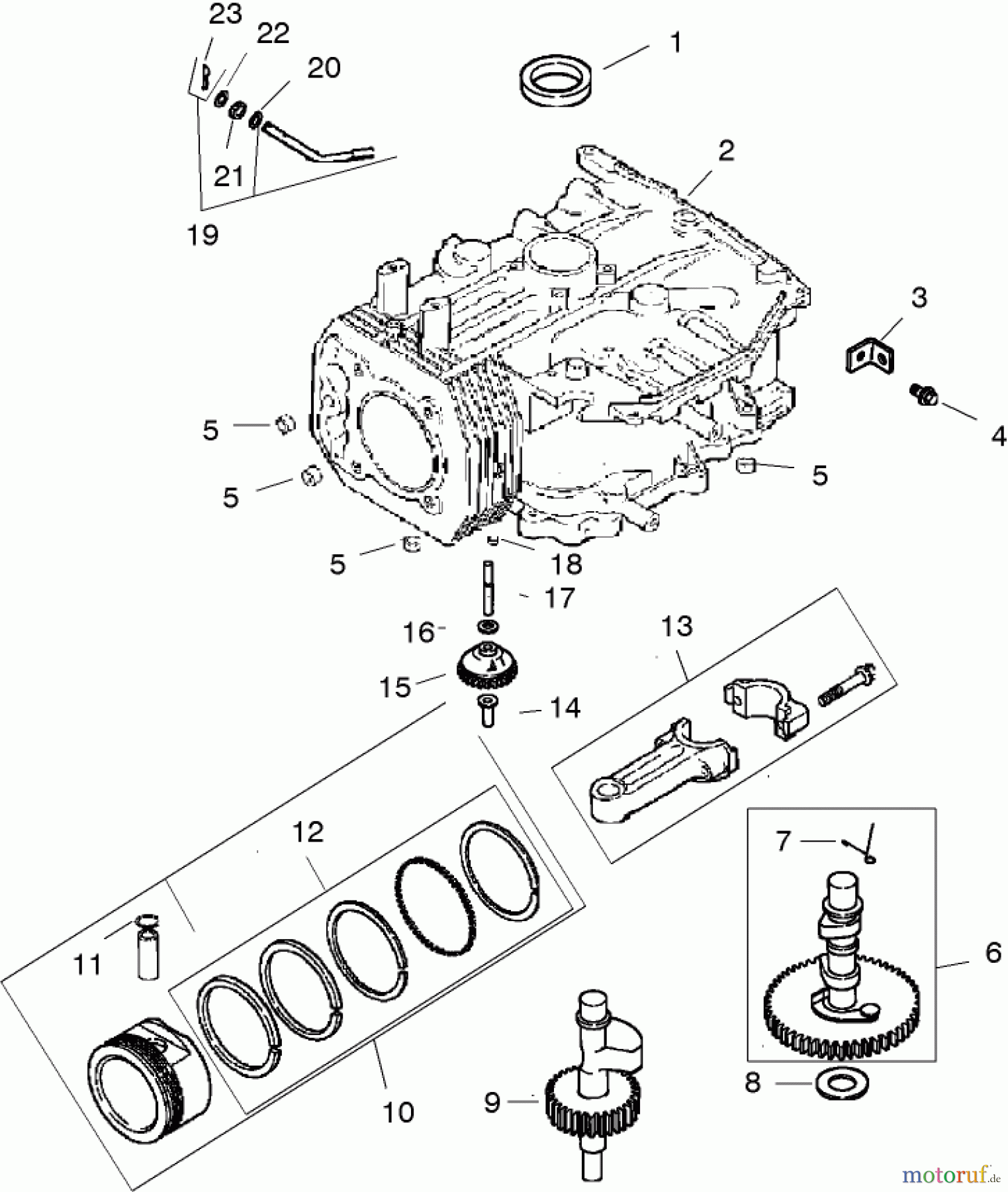 Toro Neu Mowers, Lawn & Garden Tractor Seite 1 72200 (410) - Toro 410 Garden Tractor, 2005 (250000001-250999999) CRANKCASE ASSEMBLY KOHLER CV460S-26518
