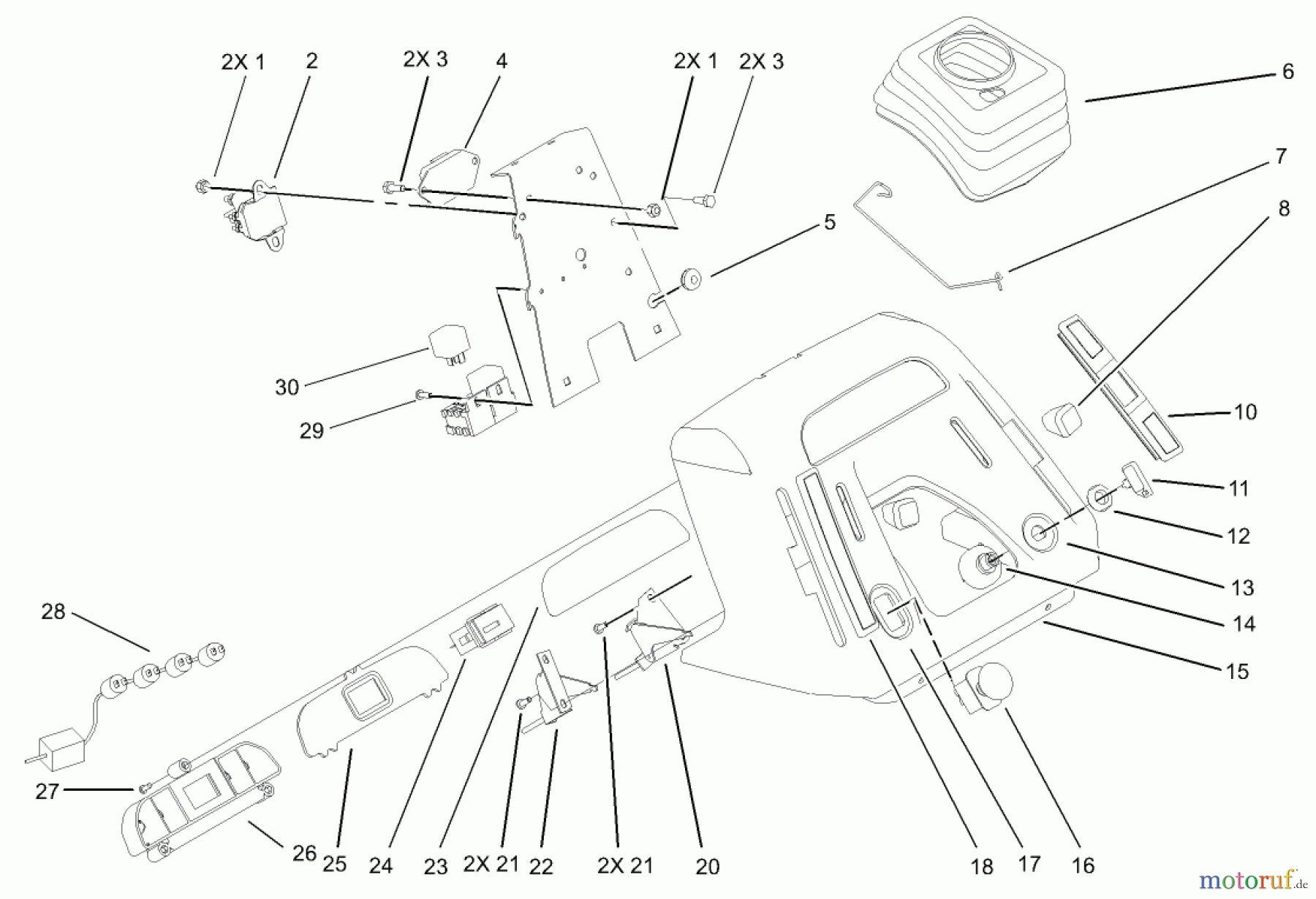 Toro Neu Mowers, Lawn & Garden Tractor Seite 1 72200 (410) - Toro 410 Garden Tractor, 2005 (250000001-250999999) DASH ASSEMBLY