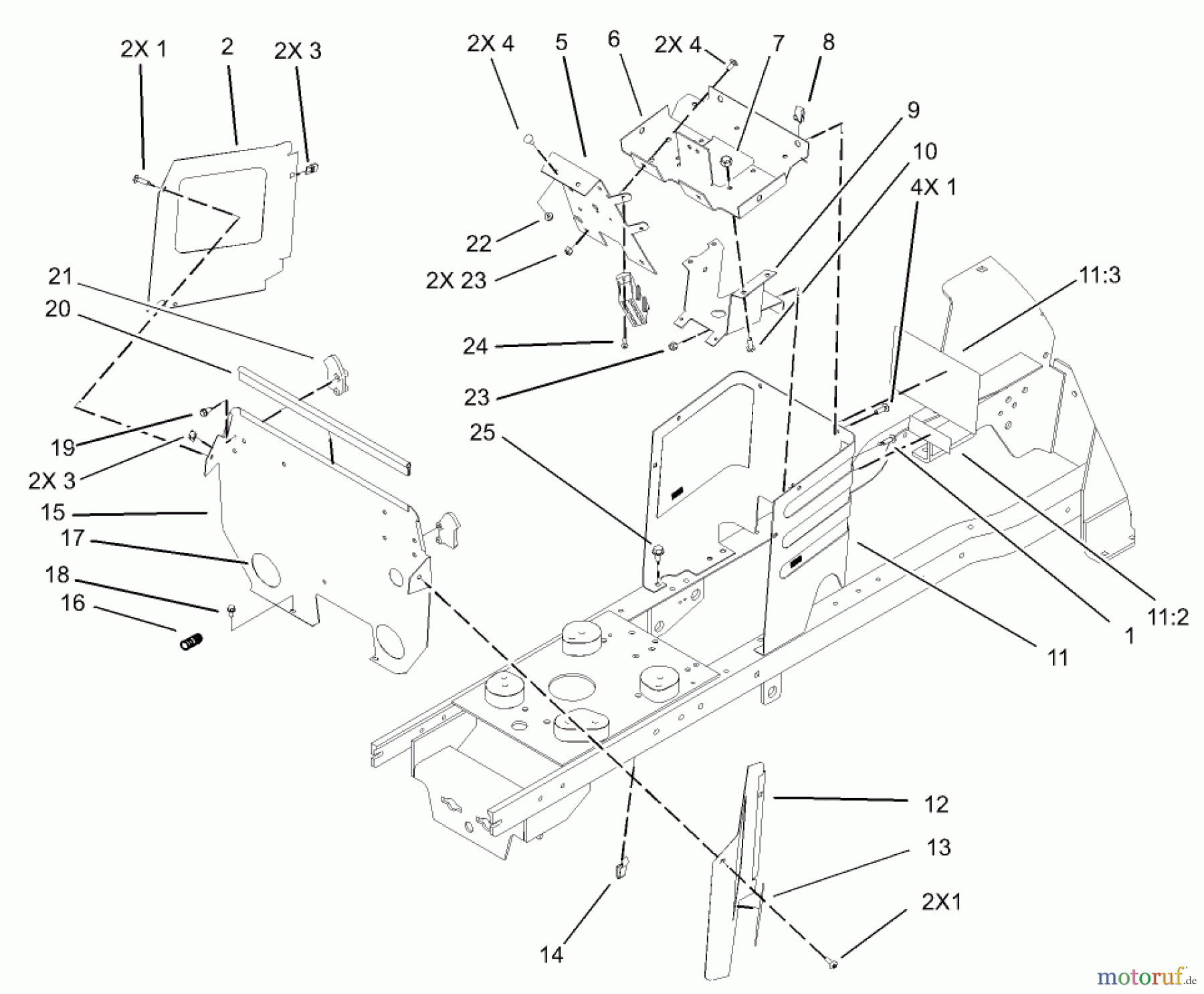 Toro Neu Mowers, Lawn & Garden Tractor Seite 1 72200 (416XT) - Toro 416XT Garden Tractor, 2003 (230000001-230999999) HOODSTAND AND FIREWALL ASSEMBLY