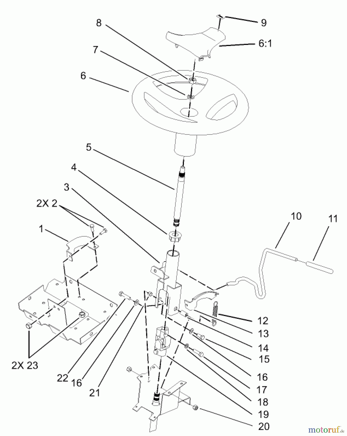  Toro Neu Mowers, Lawn & Garden Tractor Seite 1 72200 (416XT) - Toro 416XT Garden Tractor, 2003 (230000001-230999999) STEERING WHEEL AND TILT ASSEMBLY