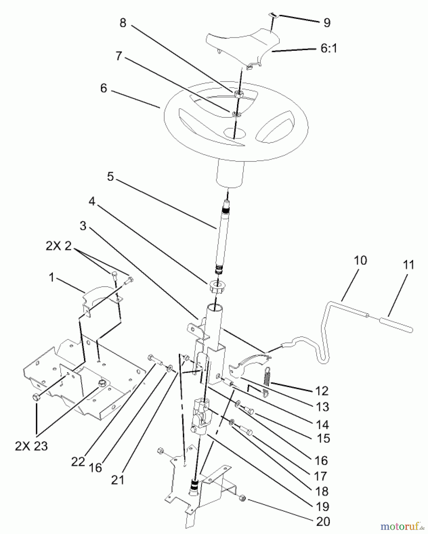 Toro Neu Mowers, Lawn & Garden Tractor Seite 1 72201 (417XT) - Toro 417XT Garden Tractor, 2003 (230000001-230999999) STEERING WHEEL AND TILT ASSEMBLY