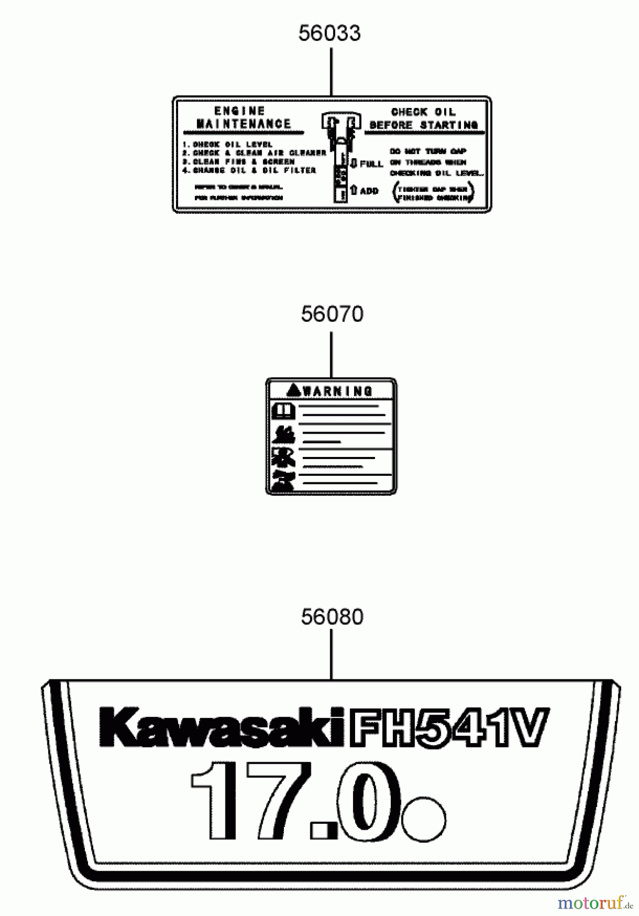  Toro Neu Mowers, Lawn & Garden Tractor Seite 1 72201 (417XT) - Toro 417XT Garden Tractor, 2004 (240000001-240999999) DECAL ASSEMBLY KAWASAKI FH541V-BS04