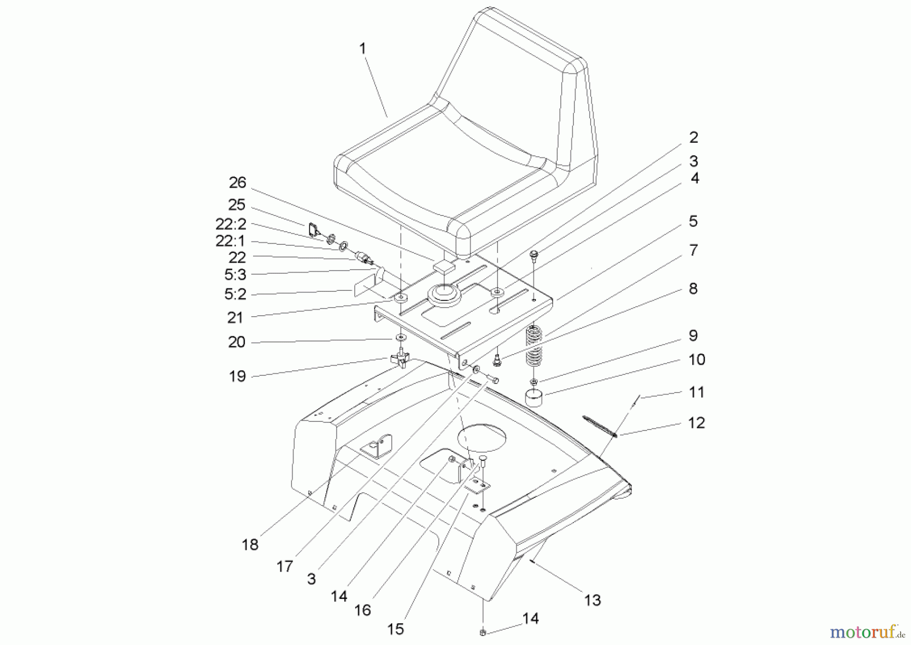  Toro Neu Mowers, Lawn & Garden Tractor Seite 1 72201 (417XT) - Toro 417XT Garden Tractor, 2004 (240000001-240999999) SEAT ASSEMBLY