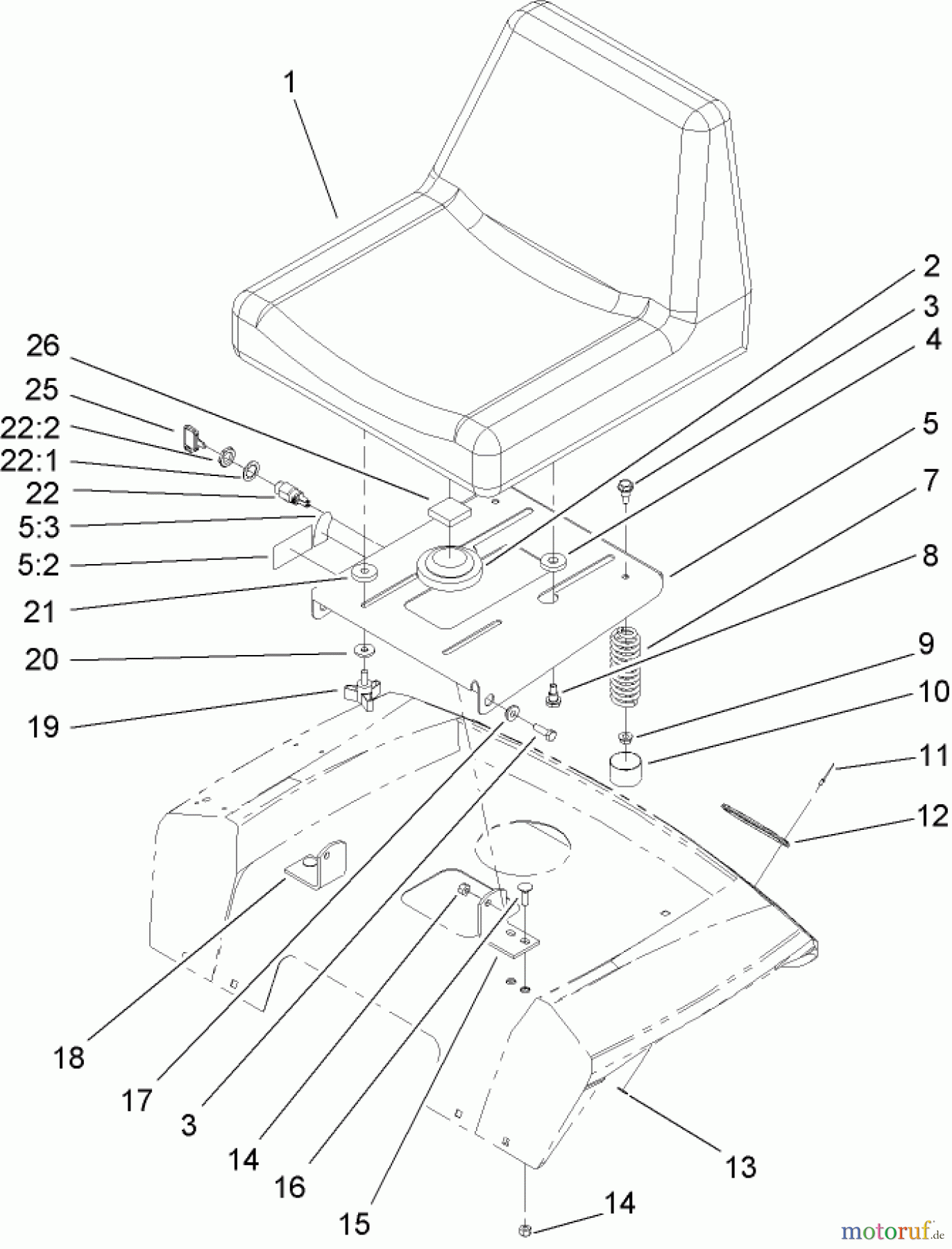 Toro Neu Mowers, Lawn & Garden Tractor Seite 1 72201 (420) - Toro 420 Garden Tractor, 2005 (250000001-250999999) SEAT ASSEMBLY