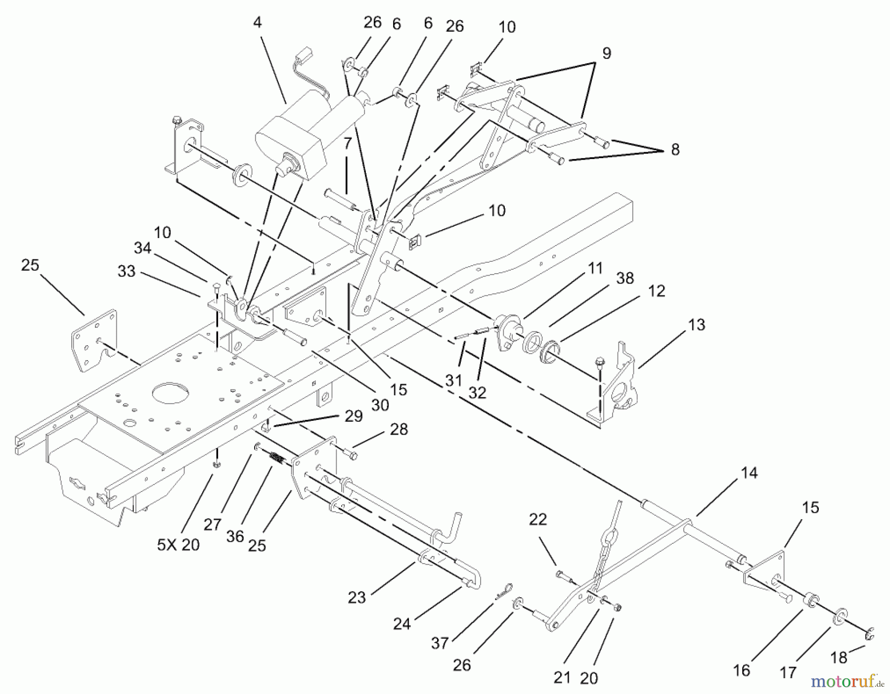 Toro Neu Mowers, Lawn & Garden Tractor Seite 1 72202 (419XT) - Toro 419XT Garden Tractor, 2003 (230000001-230999999) ELECTRIC LIFT ASSEMBLY