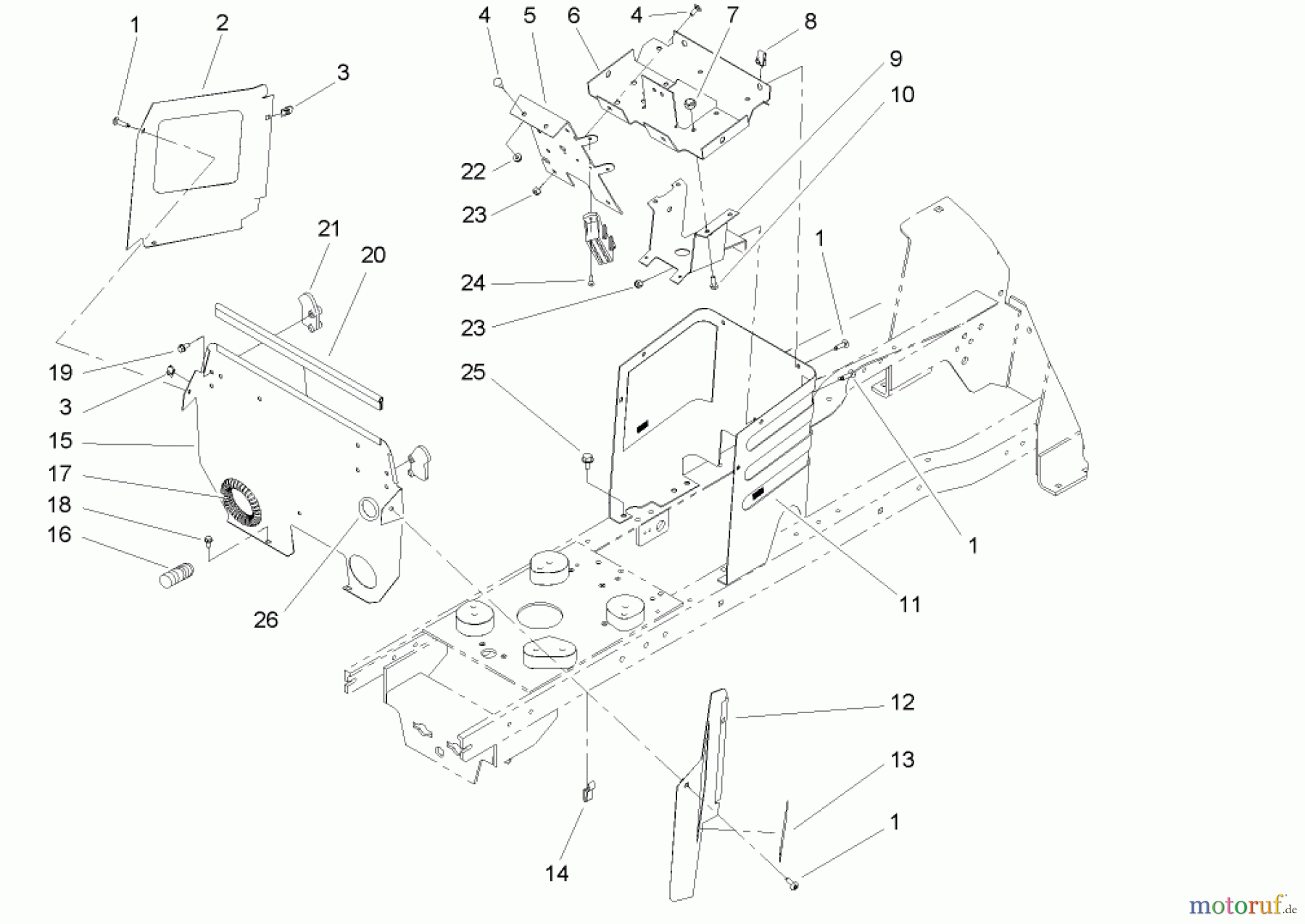 Toro Neu Mowers, Lawn & Garden Tractor Seite 1 72202 (419XT) - Toro 419XT Garden Tractor, 2004 (240000001-240999999) HOODSTAND AND FIREWALL ASSEMBLY