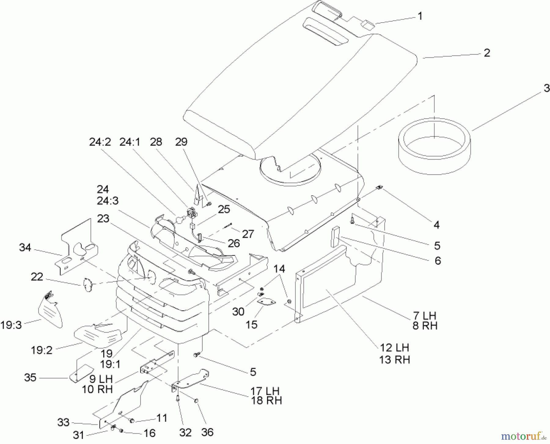 Toro Neu Mowers, Lawn & Garden Tractor Seite 1 72211 (420) - Toro 420 Garden Tractor, 2006 (260000001-260999999) HOOD AND GRILL ASSEMBLY