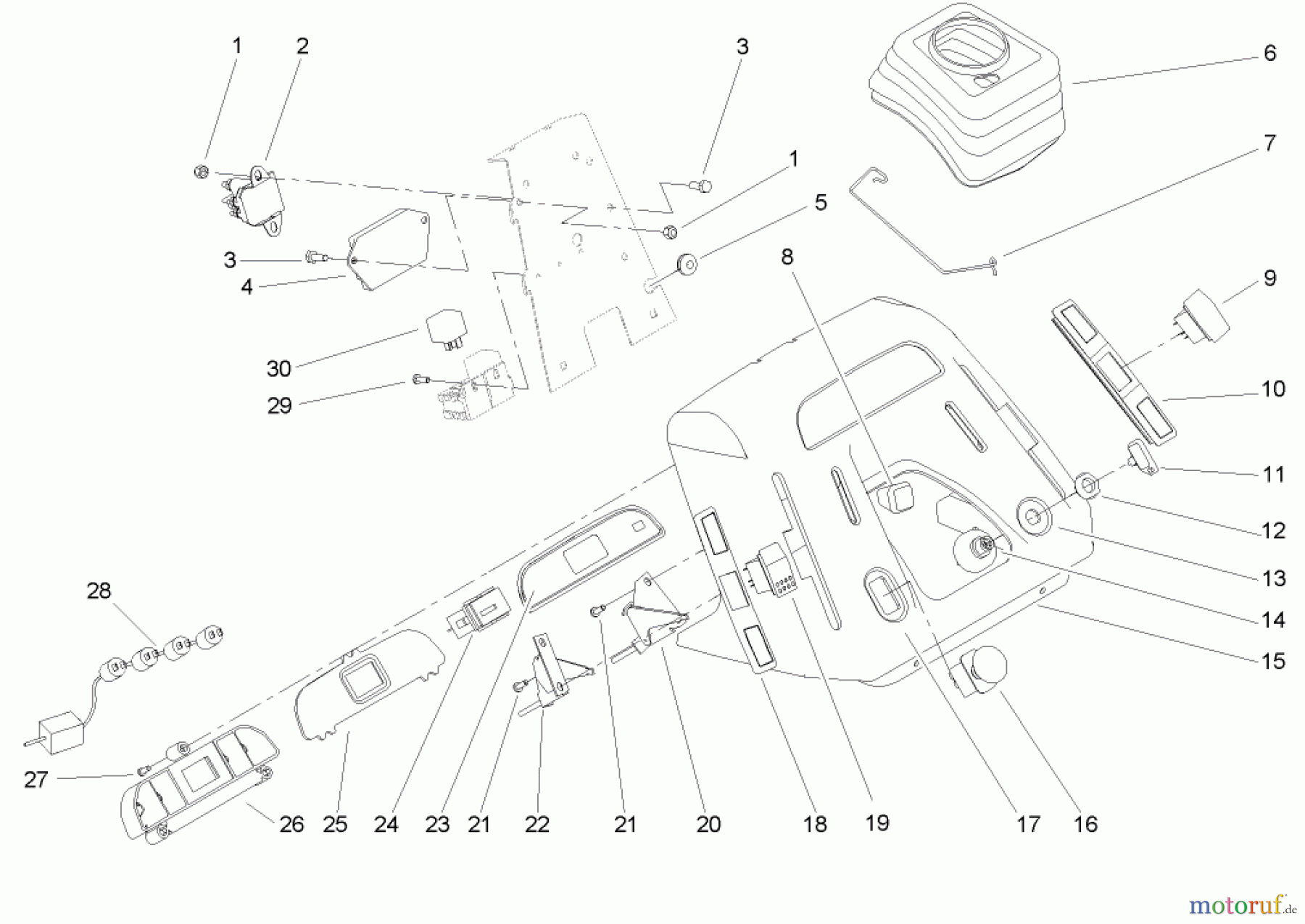 Toro Neu Mowers, Lawn & Garden Tractor Seite 1 72212 (419XT) - Toro 419XT Garden Tractor, 2004 (240000001-240999999) DASH ASSEMBLY