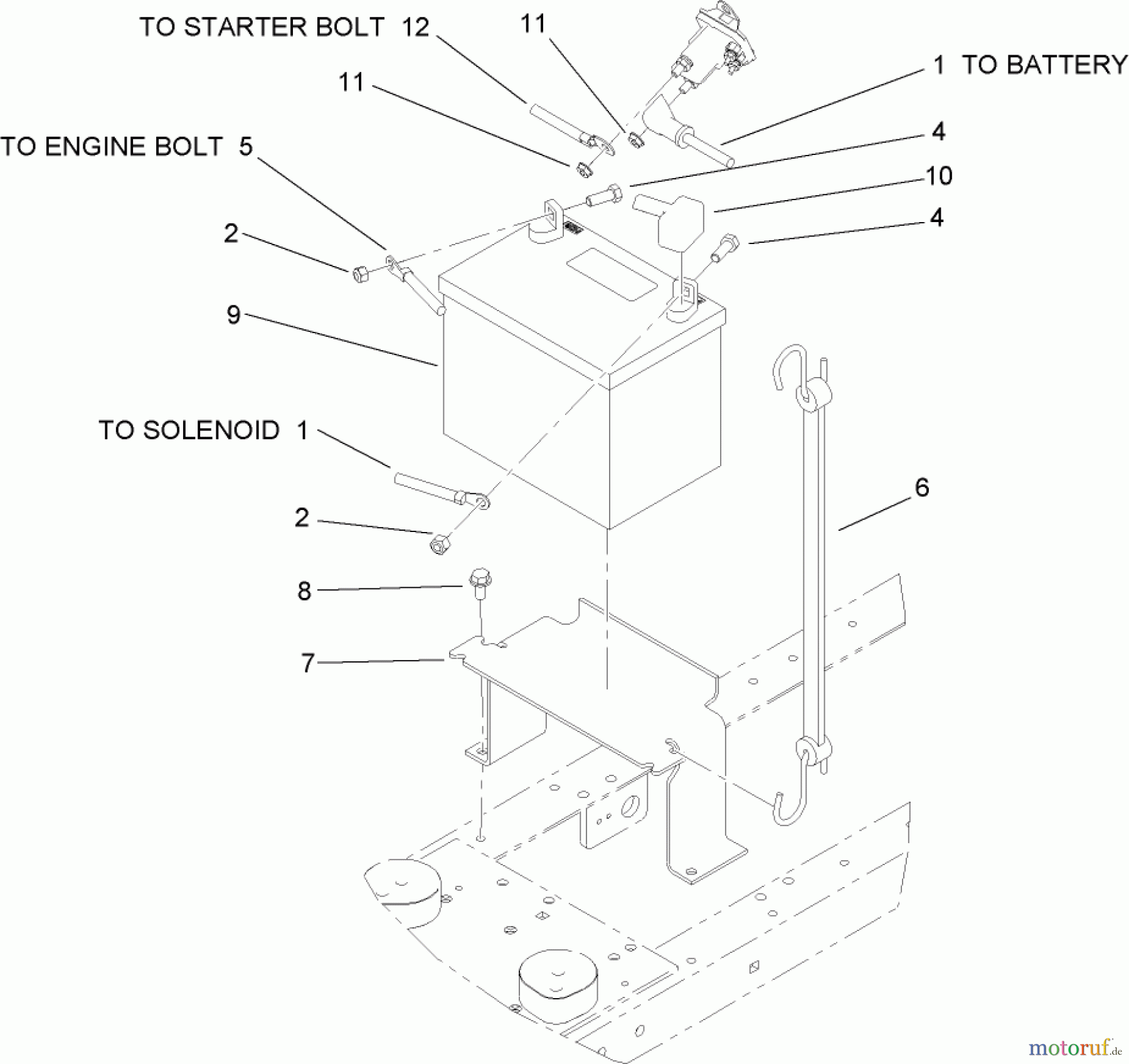  Toro Neu Mowers, Lawn & Garden Tractor Seite 1 72212 (430) - Toro 430 Garden Tractor, 2006 (260000001-260999999) BATTERY ASSEMBLY