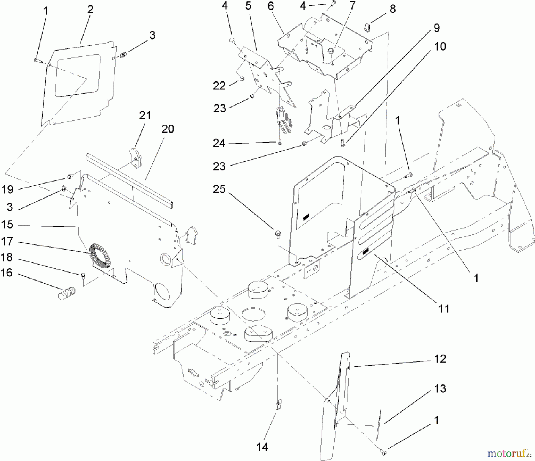Toro Neu Mowers, Lawn & Garden Tractor Seite 1 72212 (430) - Toro 430 Garden Tractor, 2005 (250000001-250999999) HOODSTAND AND FIREWALL ASSEMBLY