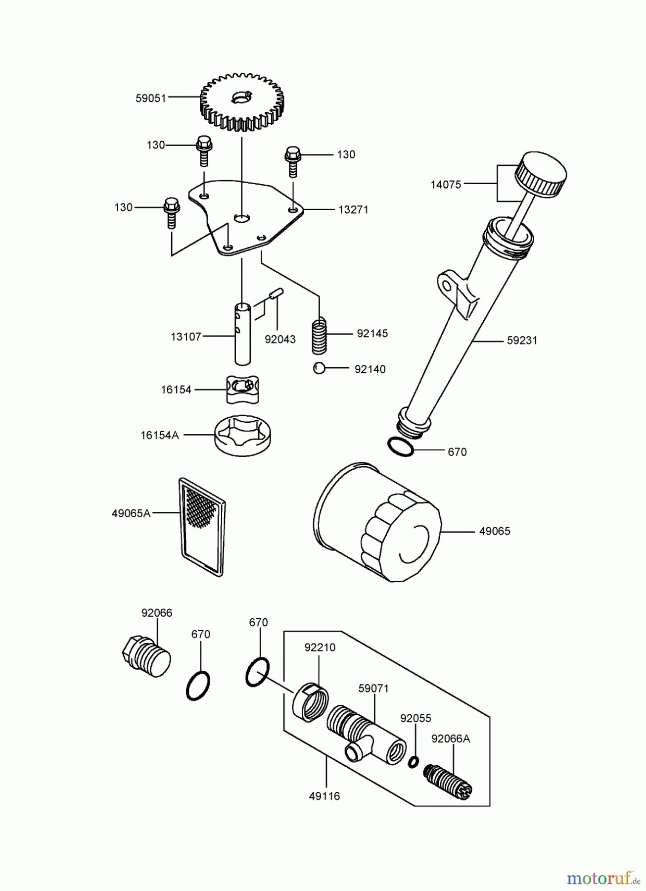 Toro Neu Mowers, Lawn & Garden Tractor Seite 1 72212 (430) - Toro 430 Garden Tractor, 2005 (250000001-250999999) LUBRICATION EQUIPMENT ASSEMBLY KAWASAKI FH580V-DS06