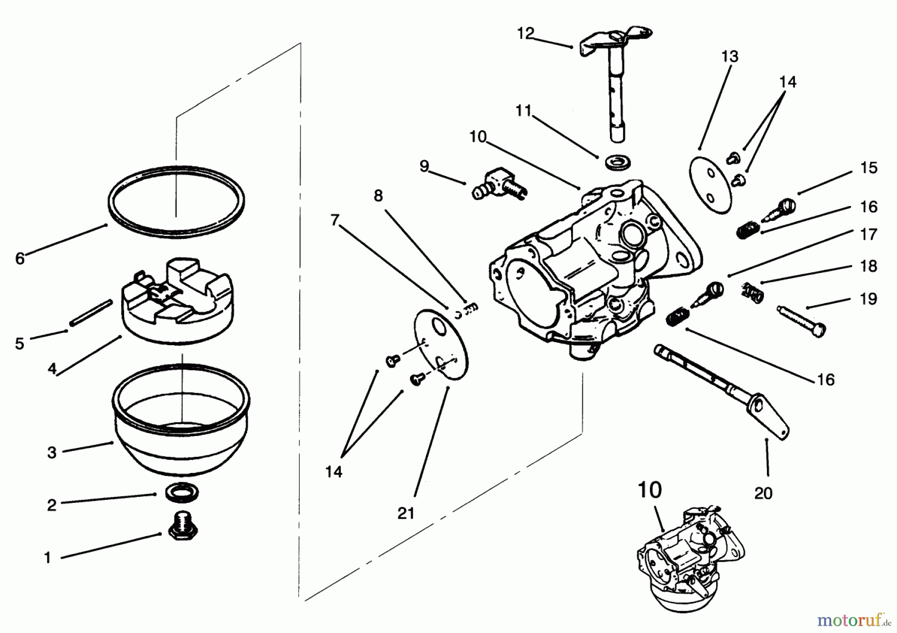Toro Neu Mowers, Lawn & Garden Tractor Seite 1 73362 (312-8) - Toro 312-8 Garden Tractor, 1996 (6900001-6999999) CARBURETOR