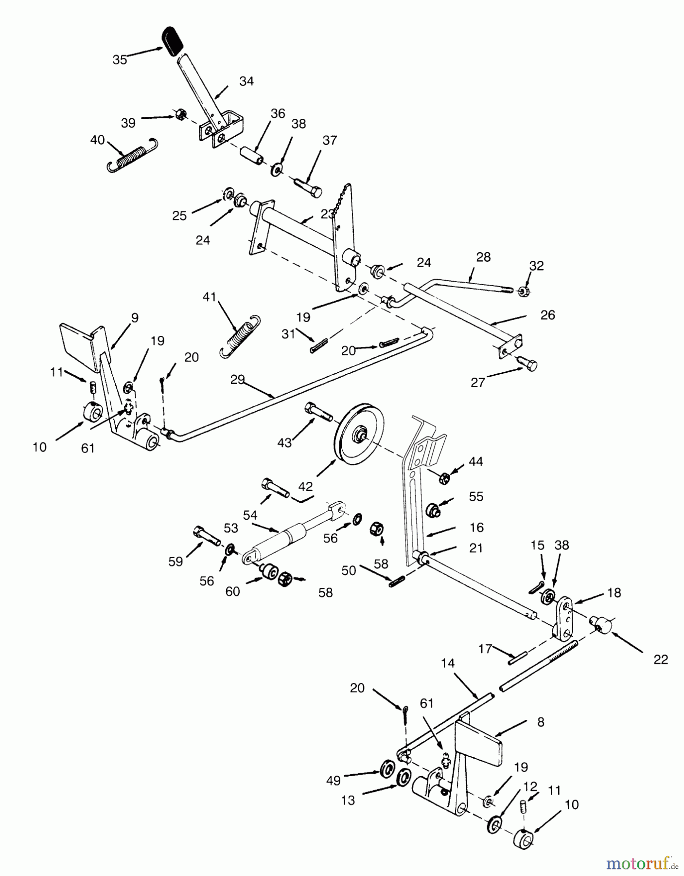  Toro Neu Mowers, Lawn & Garden Tractor Seite 1 73362 (312-8) - Toro 312-8 Garden Tractor, 1994 (4900001-4999999) CLUTCH, BRAKE AND SPEED CONTROL LINKAGE