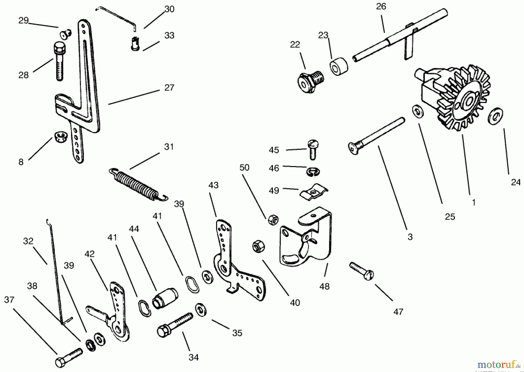Toro Neu Mowers, Lawn & Garden Tractor Seite 1 73363 (312-8) - Toro 312-8 Garden Tractor, 1997 (7900001-7999999) GOVERNOR LINKAGE
