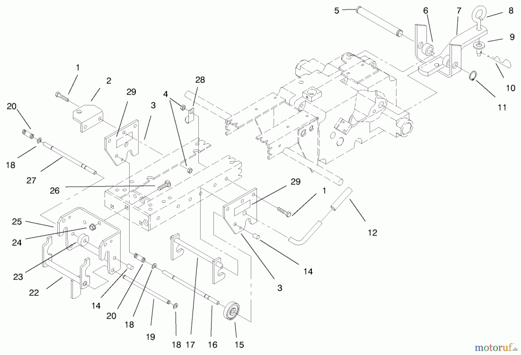 Toro Neu Mowers, Lawn & Garden Tractor Seite 1 73363 (312-8) - Toro 312-8 Garden Tractor, 1997 (7900001-7999999) HITCH ASSEMBLY