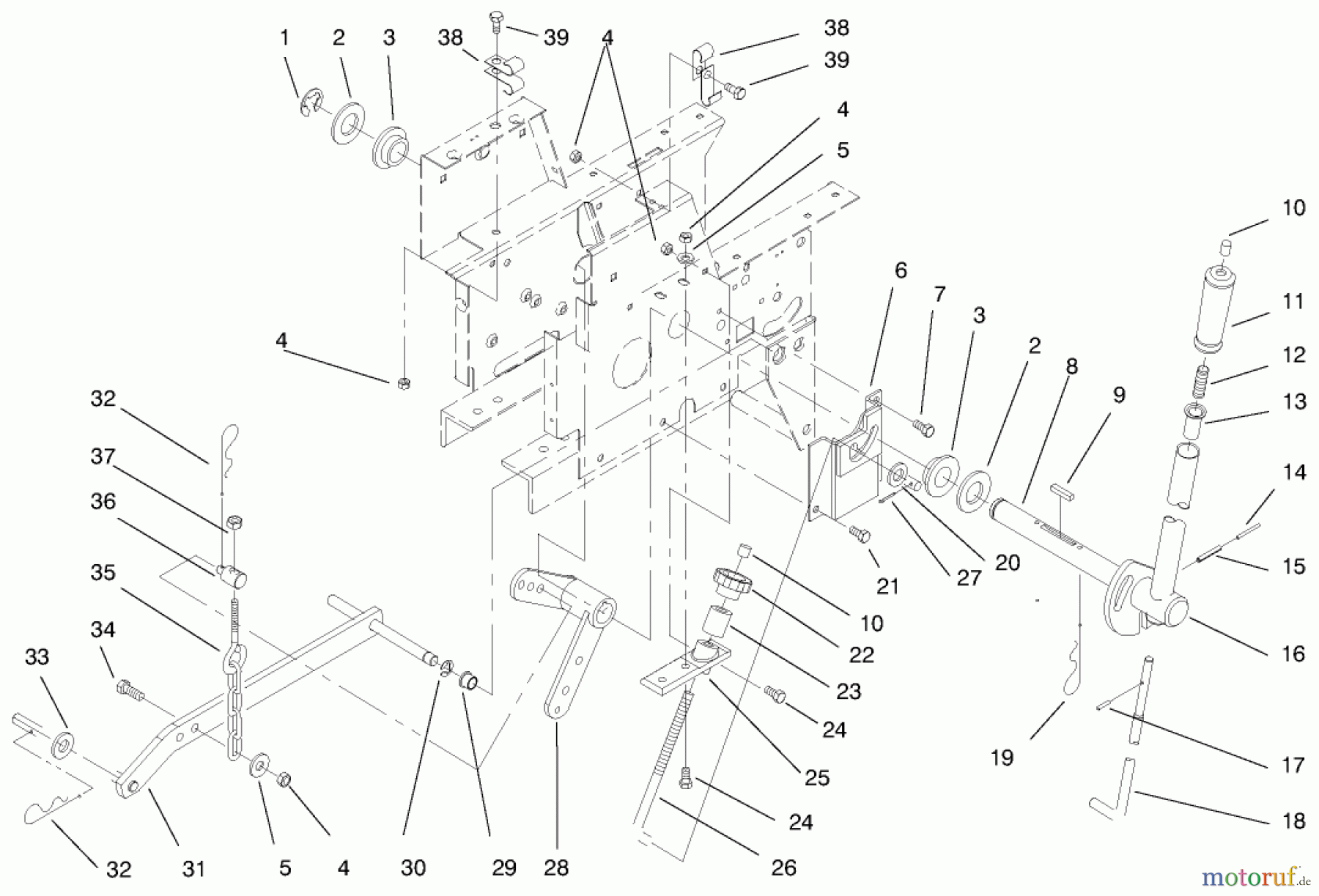 Toro Neu Mowers, Lawn & Garden Tractor Seite 1 73363 (312-8) - Toro 312-8 Garden Tractor, 1997 (7900001-7999999) MANUAL LIFT SYSTEM