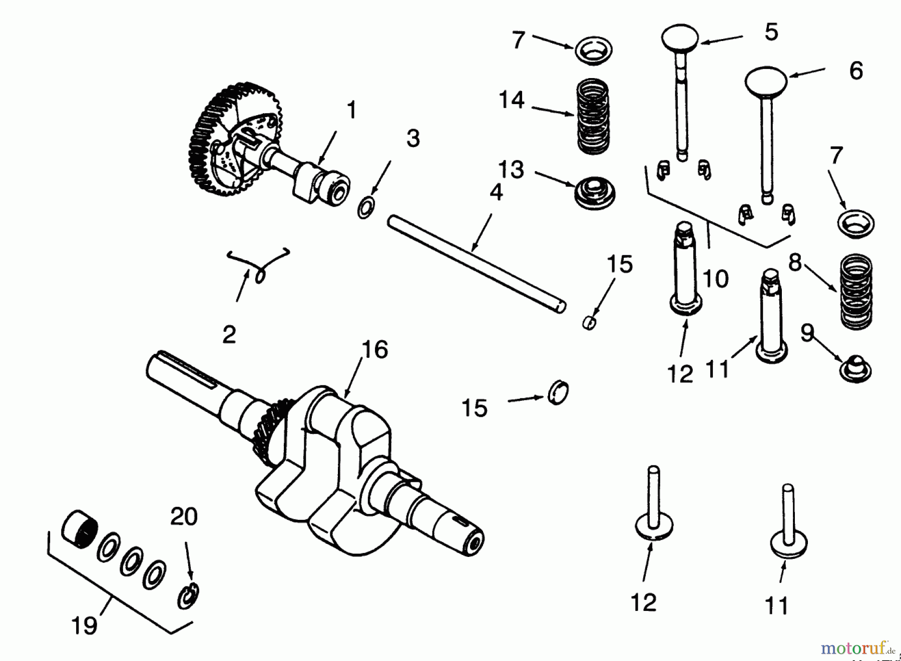  Toro Neu Mowers, Lawn & Garden Tractor Seite 1 73380 (312-8) - Toro 312-8 Garden Tractor, 1993 (3900001-3999999) CAMSHAFT, CRANKSHAFT AND VALVES