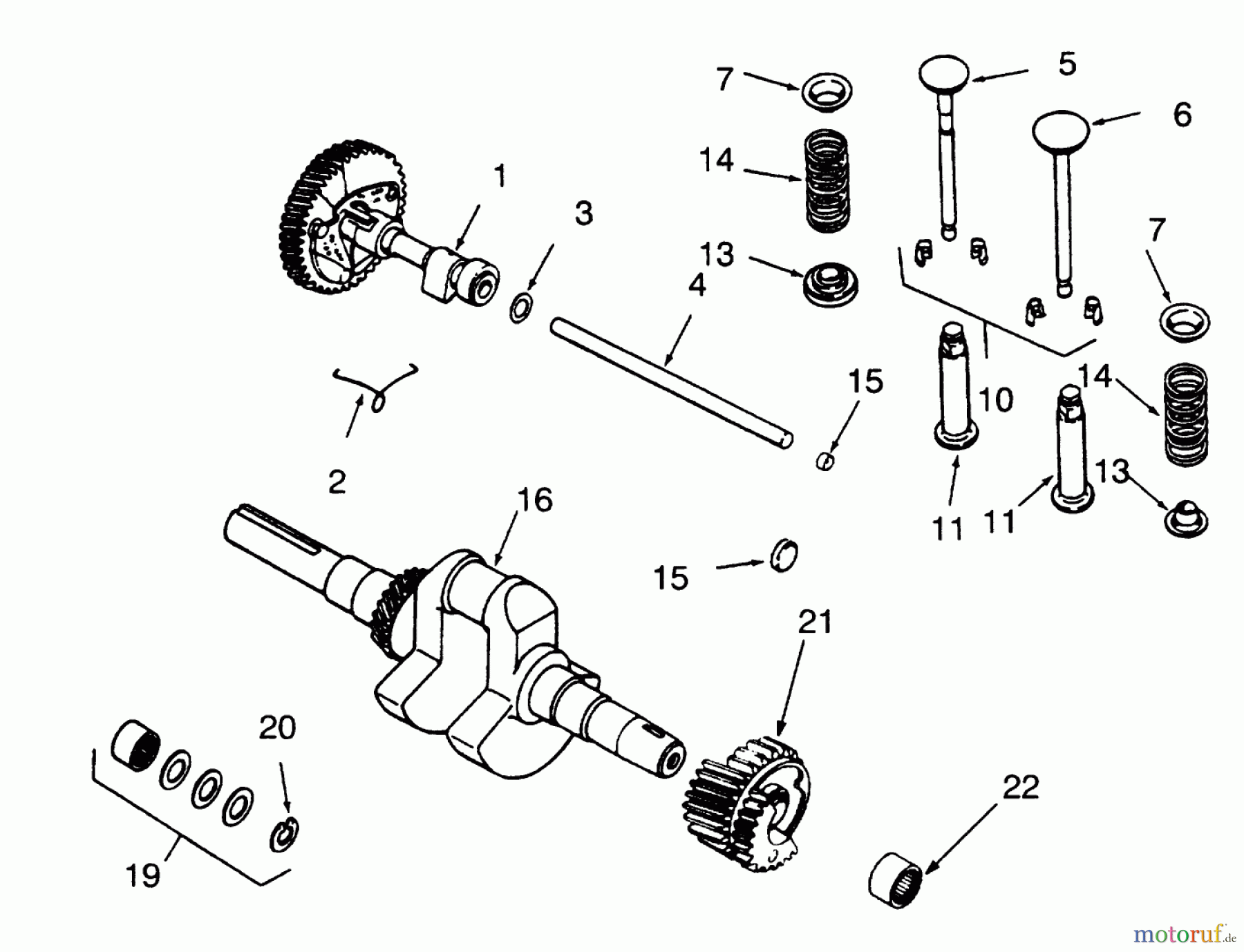 Toro Neu Mowers, Lawn & Garden Tractor Seite 1 73400 (314-8) - Toro 314-8 Garden Tractor, 1993 (3900001-3999999) CAMSHAFT, CRANKSHAFT AND VALVES