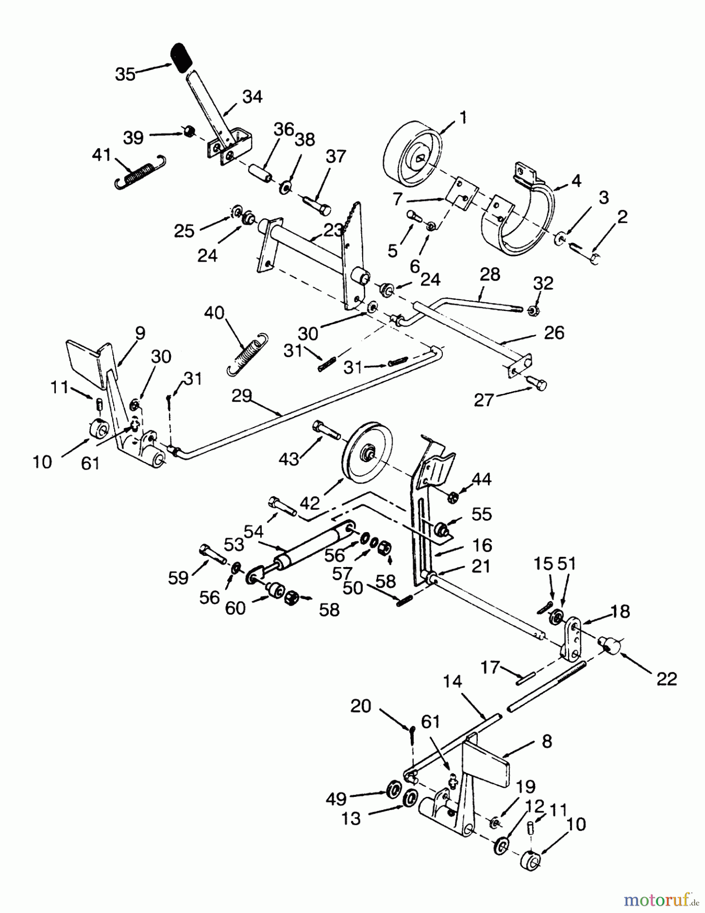 Toro Neu Mowers, Lawn & Garden Tractor Seite 1 73400 (314-8) - Toro 314-8 Garden Tractor, 1993 (3900001-3999999) CLUTCH, BRAKE AND SPEED CONTROL LINKAGE