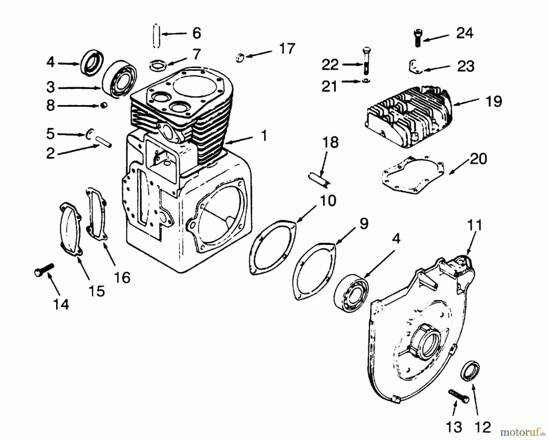 Toro Neu Mowers, Lawn & Garden Tractor Seite 1 73400 (314-8) - Toro 314-8 Garden Tractor, 1993 (3900001-3999999) CRANKCASE AND CYLINDER HEAD