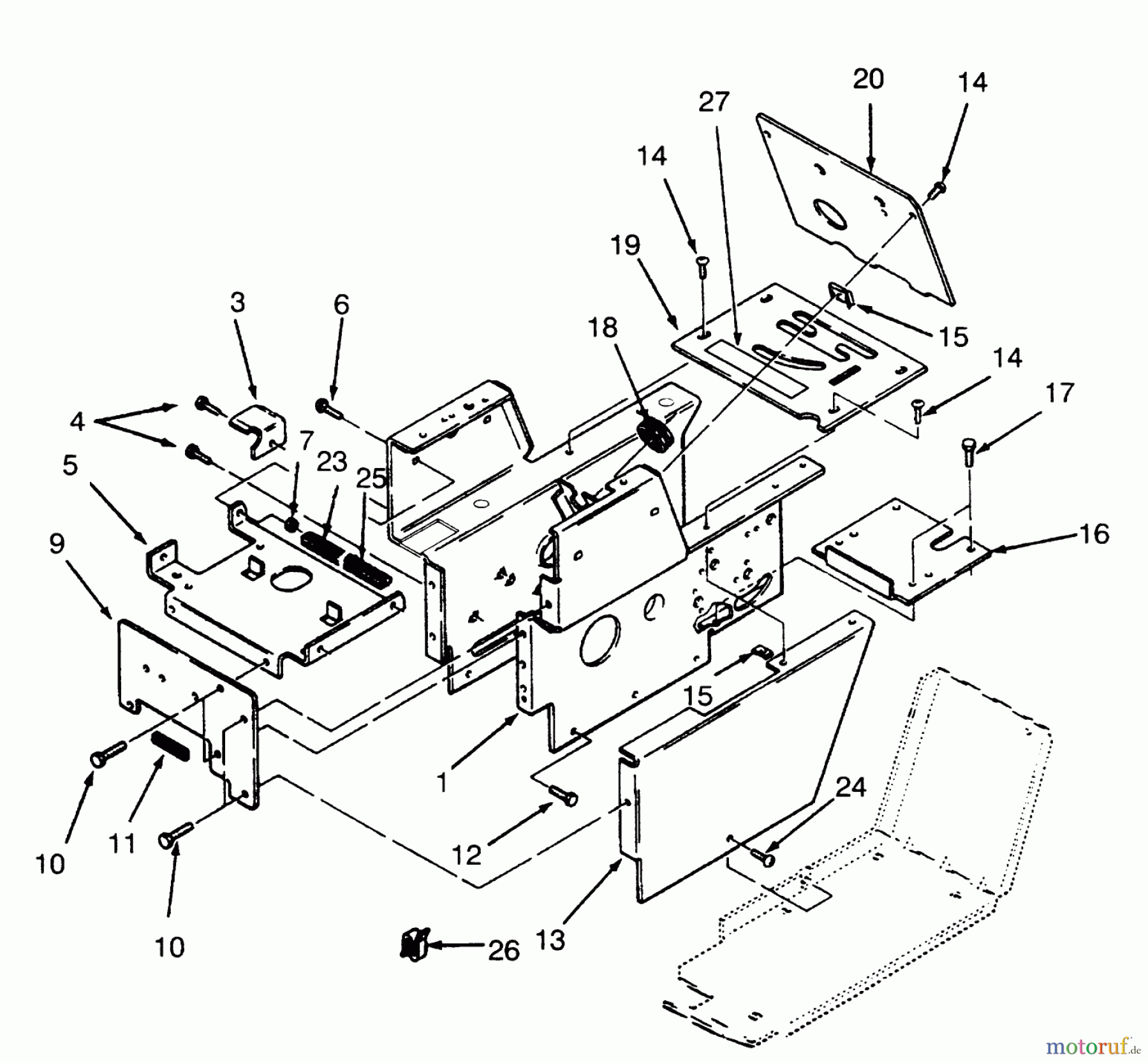 Toro Neu Mowers, Lawn & Garden Tractor Seite 1 73400 (314-8) - Toro 314-8 Garden Tractor, 1993 (3900001-3999999) HOOD STAND AND SUPPORTS