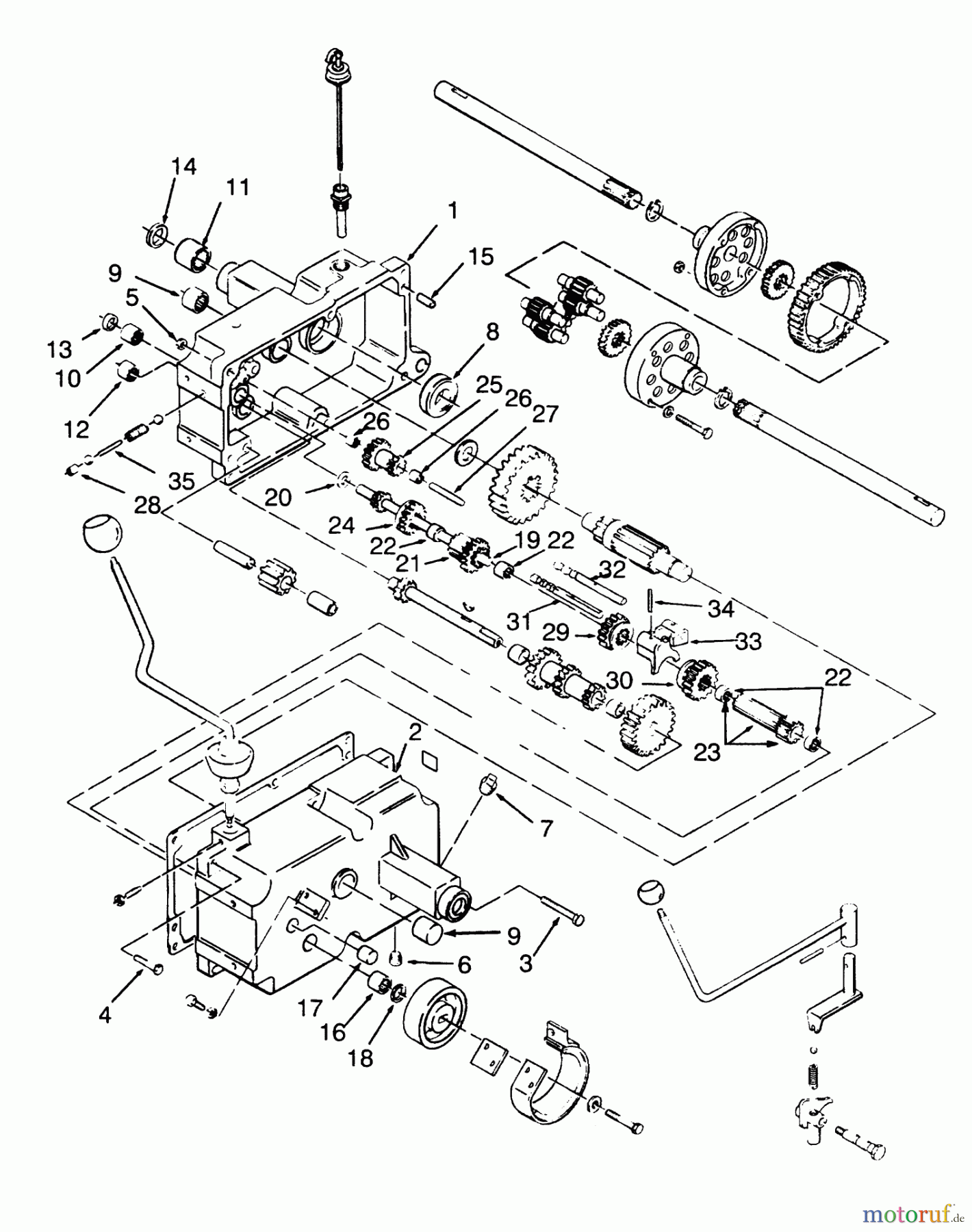 Toro Neu Mowers, Lawn & Garden Tractor Seite 1 73400 (314-8) - Toro 314-8 Garden Tractor, 1993 (3900001-3999999) TRANSMISSION 8-SPEED #1