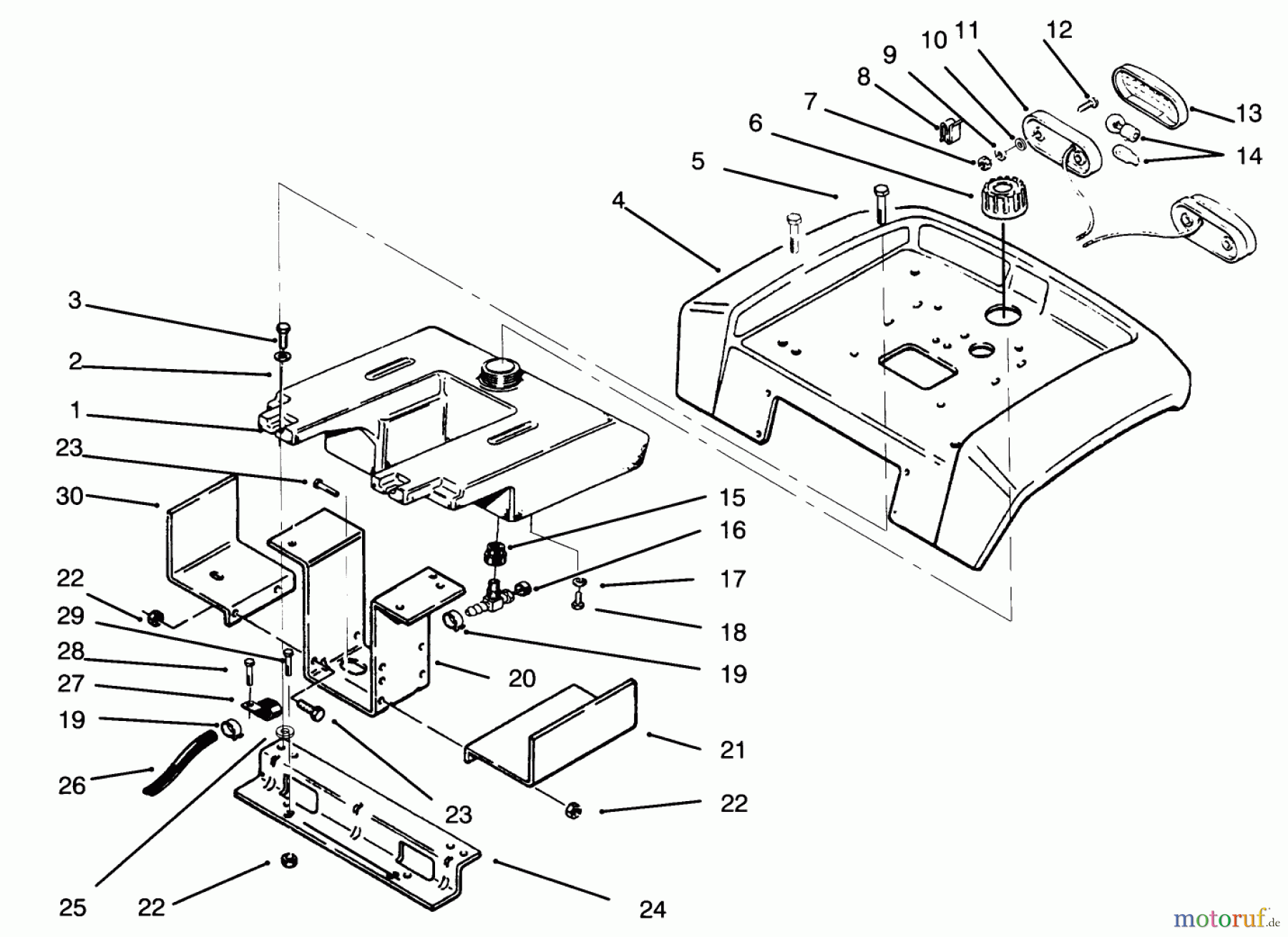 Toro Neu Mowers, Lawn & Garden Tractor Seite 1 73400 (314-8) - Toro 314-8 Garden Tractor, 1995 (5900001-5999999) FENDER AND SUPPORT