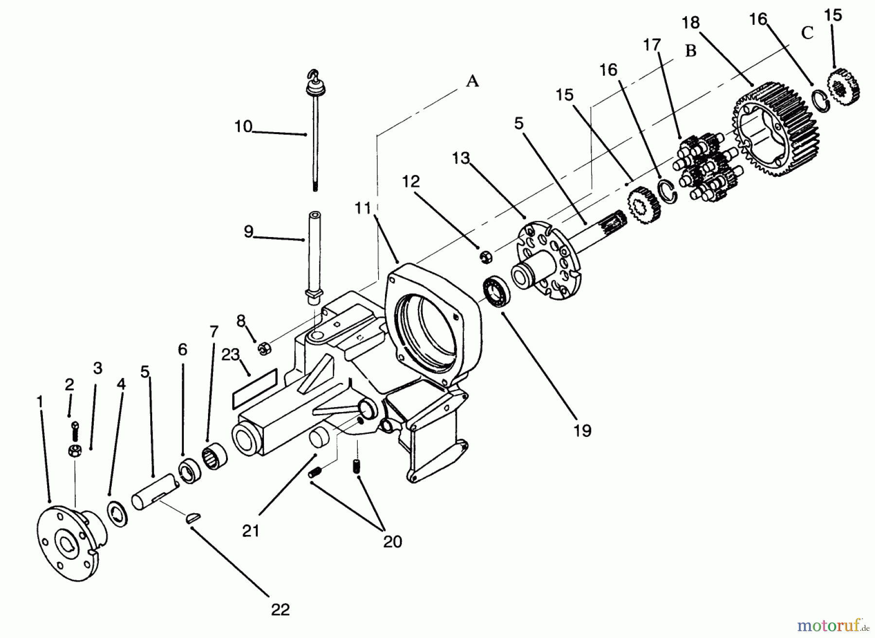 Toro Neu Mowers, Lawn & Garden Tractor Seite 1 73401 (314-H) - Toro 314-H Garden Tractor, 1995 (5900001-5900260) TRANSAXLE ASSEMBLY #1