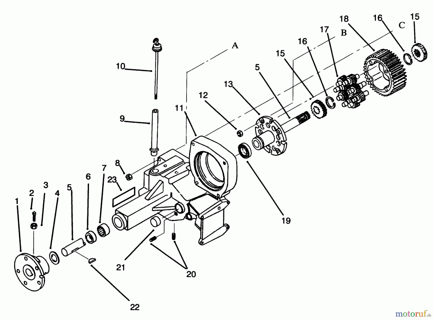 Toro Neu Mowers, Lawn & Garden Tractor Seite 1 73401 (314-H) - Toro 314-H Garden Tractor, 1996 (6900001-6999999) TRANSAXLE ASSEMBLY #1