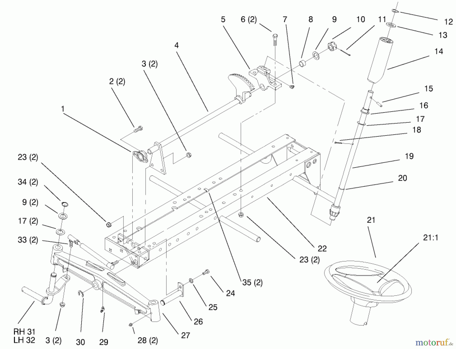 Toro Neu Mowers, Lawn & Garden Tractor Seite 1 73403 (314-H) - Toro 314-H Garden Tractor, 1996 (6900001-6999999) FRAME STEERING