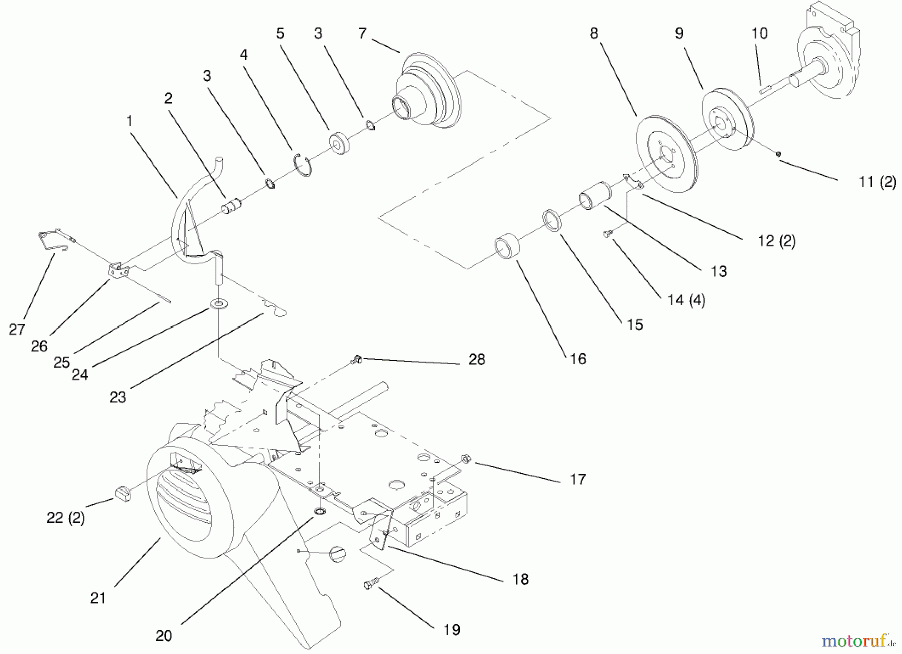 Toro Neu Mowers, Lawn & Garden Tractor Seite 1 73403 (314-H) - Toro 314-H Garden Tractor, 1996 (6900001-6999999) PTO CLUTCH PULLEY