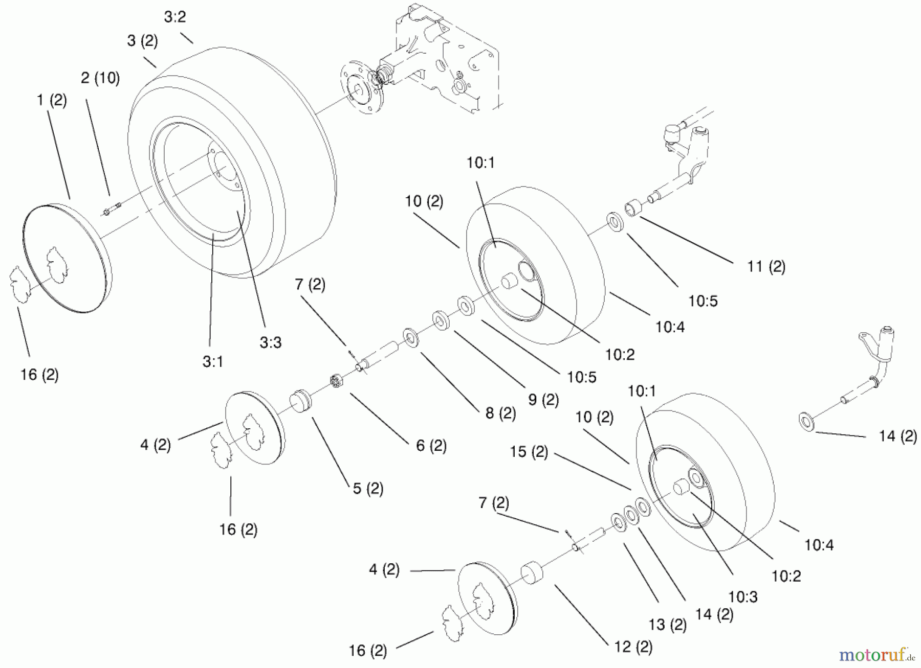 Toro Neu Mowers, Lawn & Garden Tractor Seite 1 73403 (314-H) - Toro 314-H Garden Tractor, 1996 (6900001-6999999) WHEELS AND TIRES