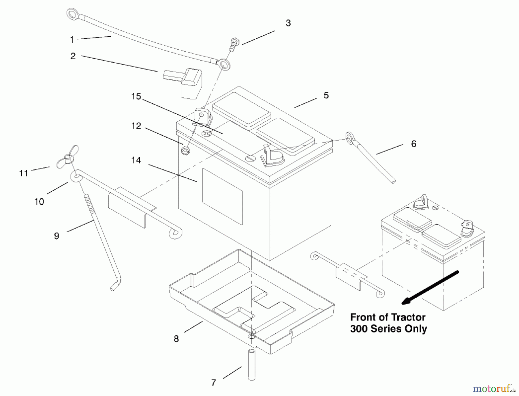 Toro Neu Mowers, Lawn & Garden Tractor Seite 1 73403 (314-H) - Toro 314-H Garden Tractor, 1997 (7900001-7999999) BATTERY ASSEMBLY